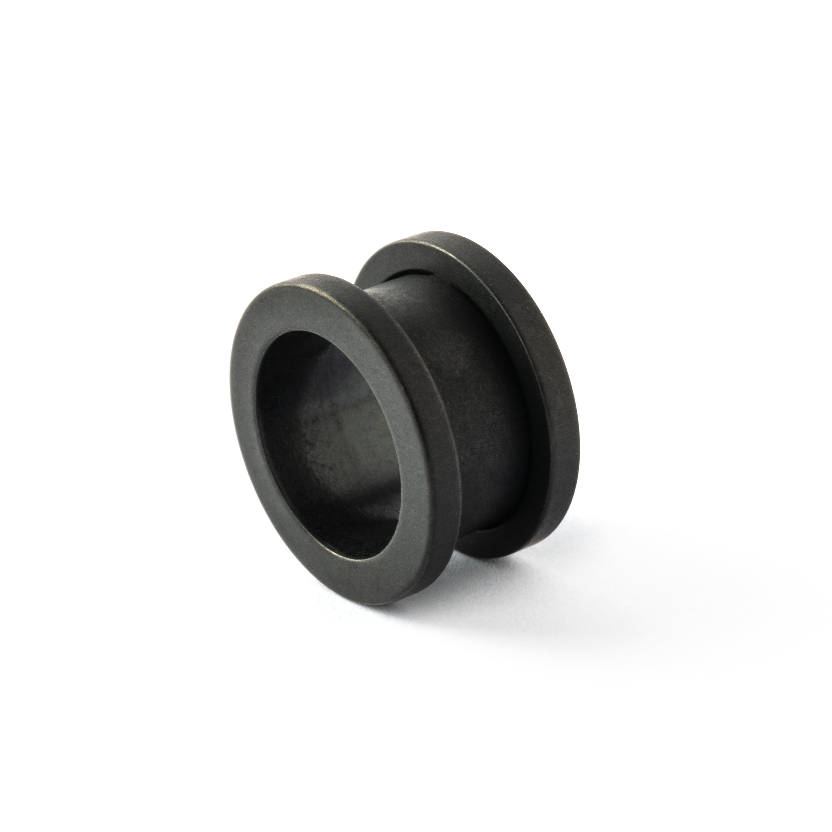 single surgical steel matte black ear tunnel back view