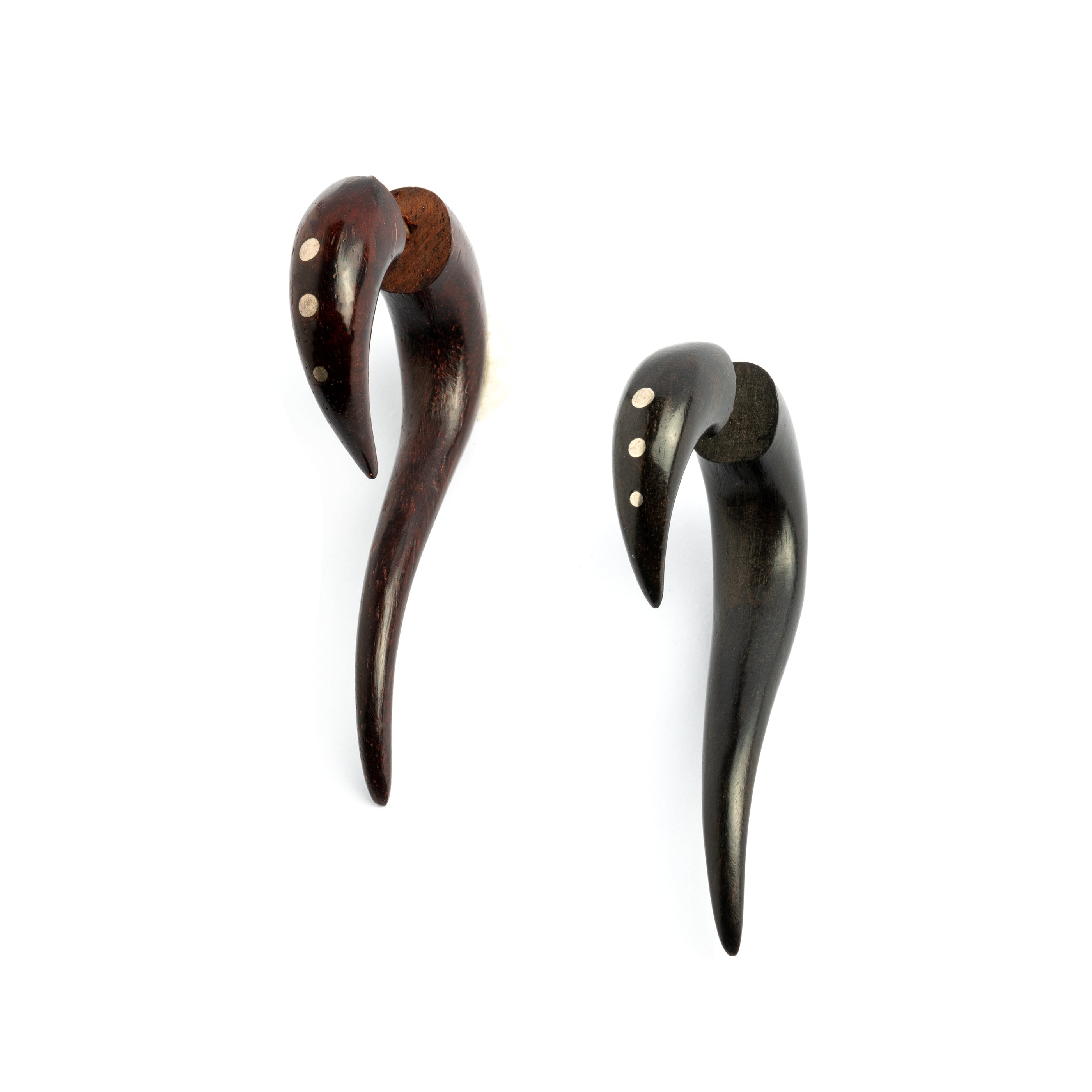 Maui Dotted Wood Earrings - Rosewood & brass, Blackwood & silver
