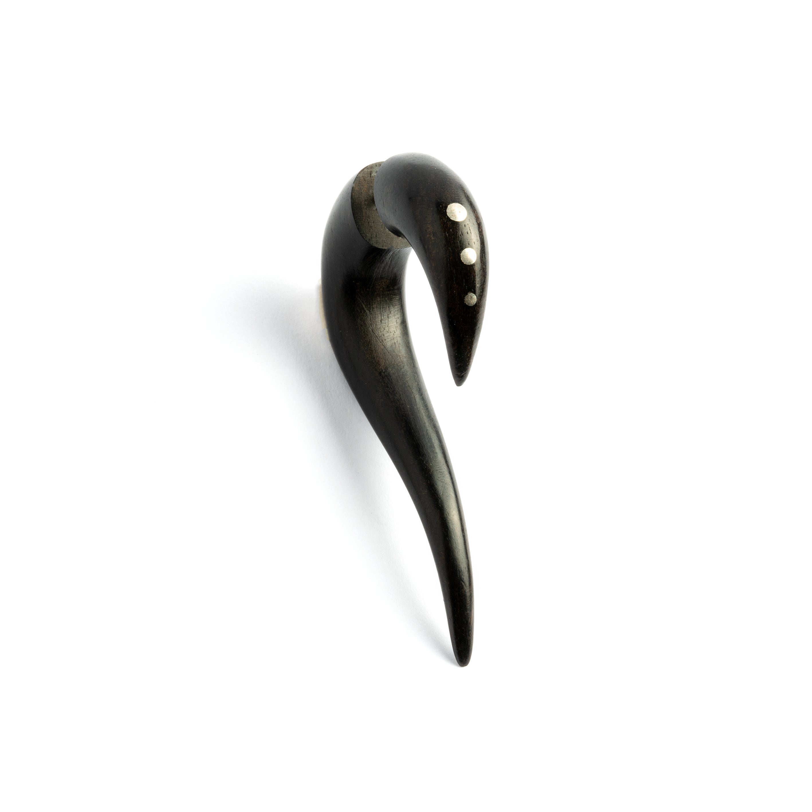 Maui Dotted Wood Earrings - Blackwood & silver