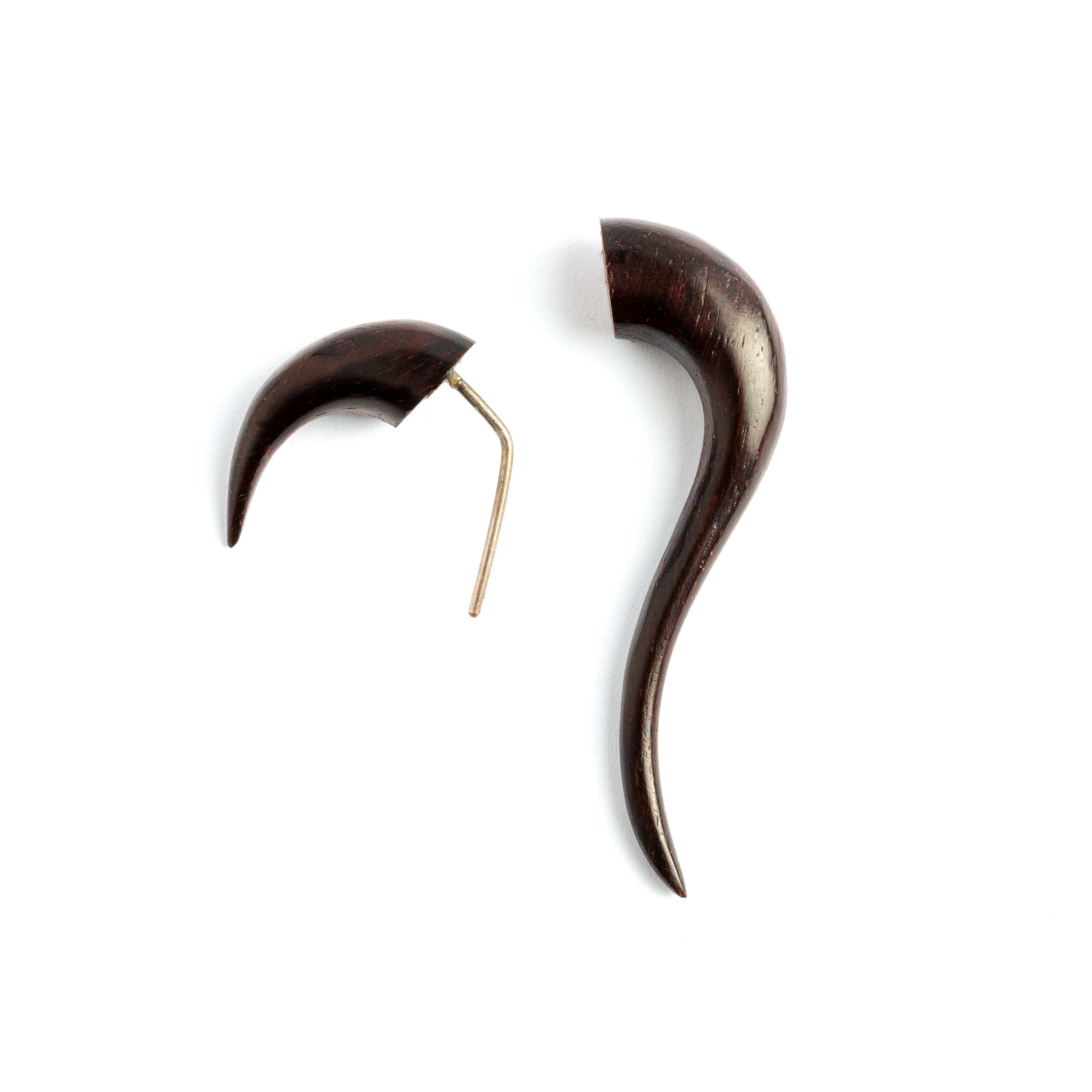 Maui Dotted Wood Earrings - Rosewood & brass