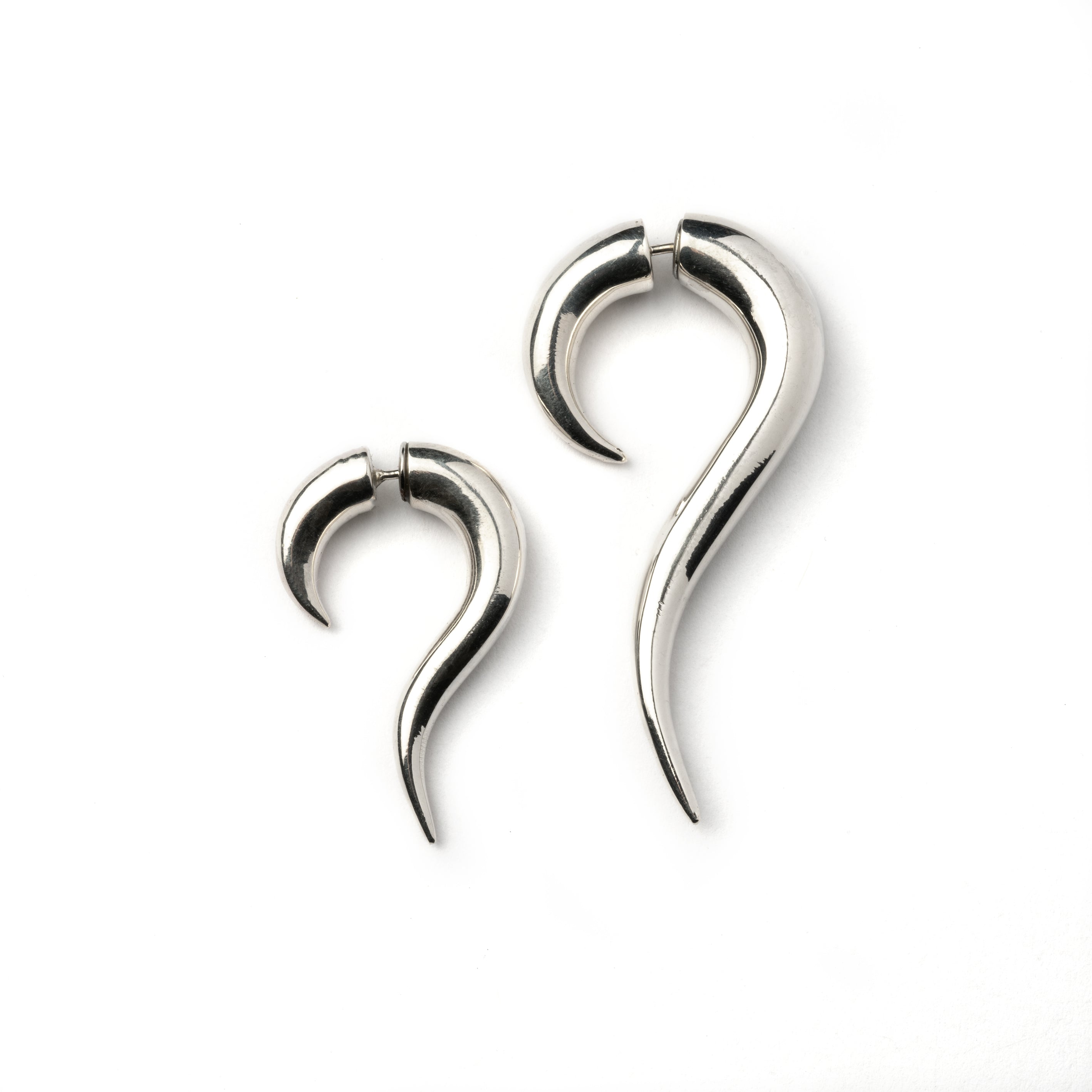 30mm & 50mm Maui Silver Fake Gauge Earrings side view