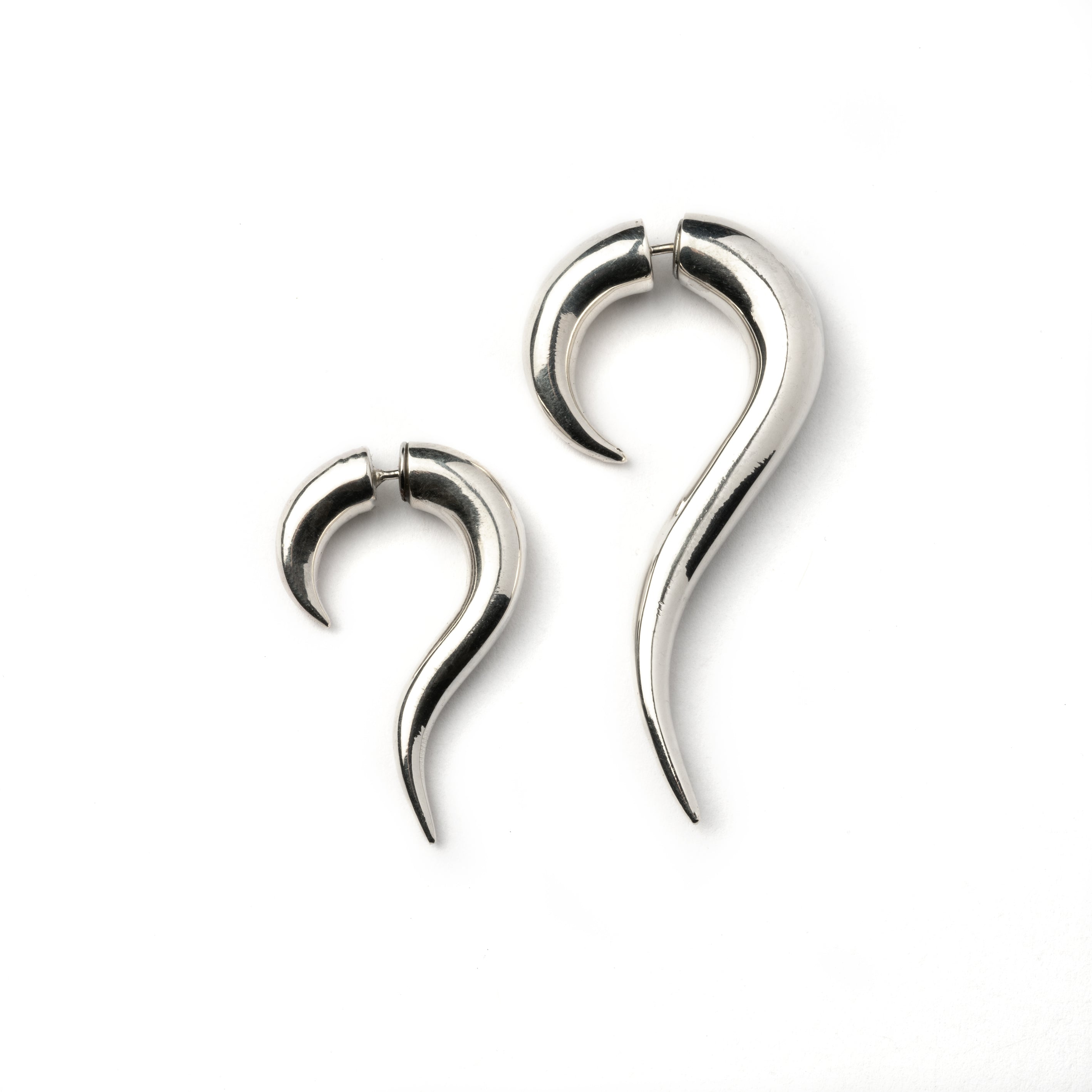 30mm &amp; 50mm Maui Silver Fake Gauge Earrings side view