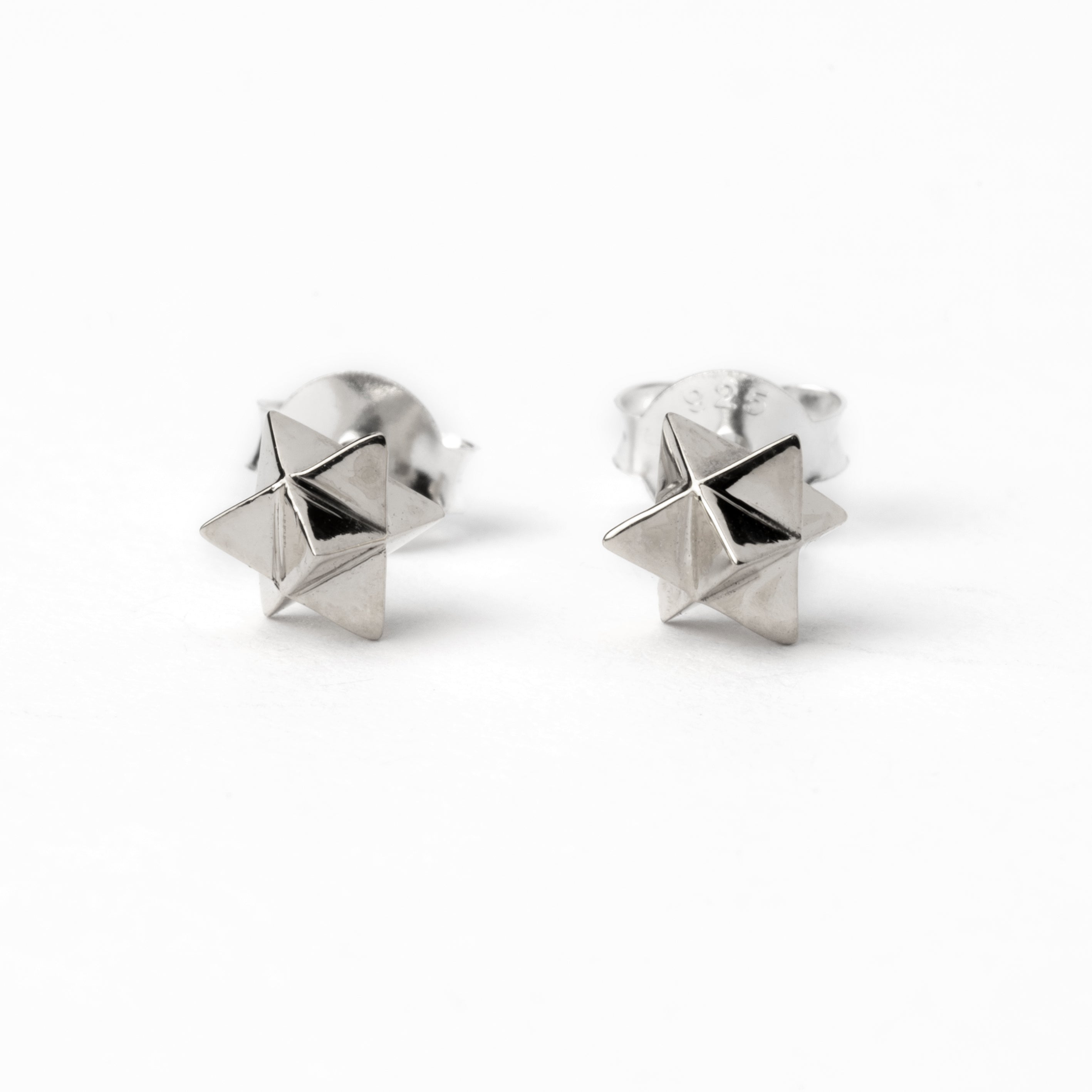 Silver Merkaba Ear Studs frontal view