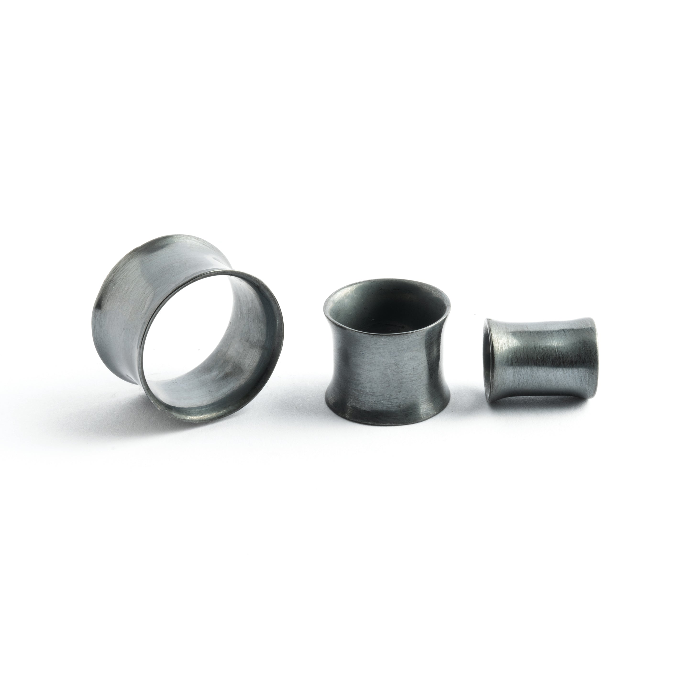 minimalistic black Silver ear tunnels