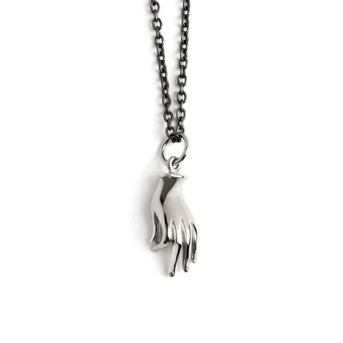 Silver Mudra Charm necklace frontal view