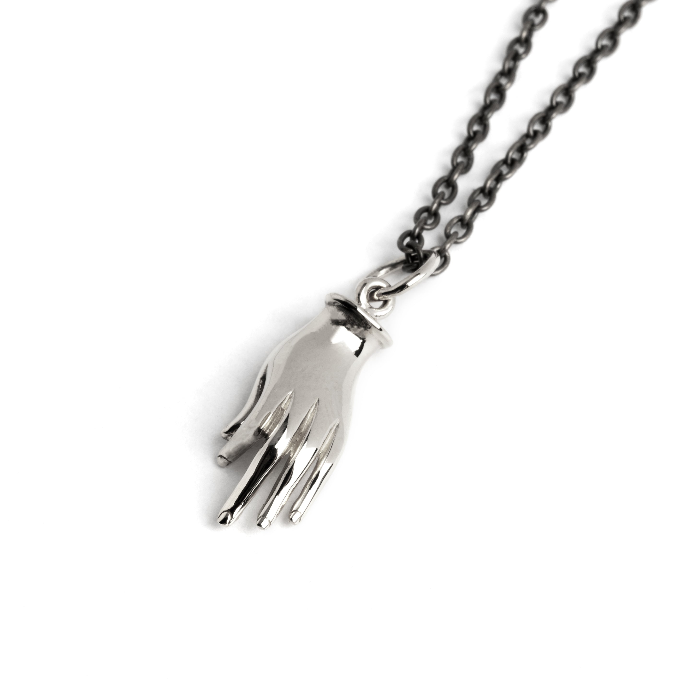 Silver Mudra Charm necklace right side view