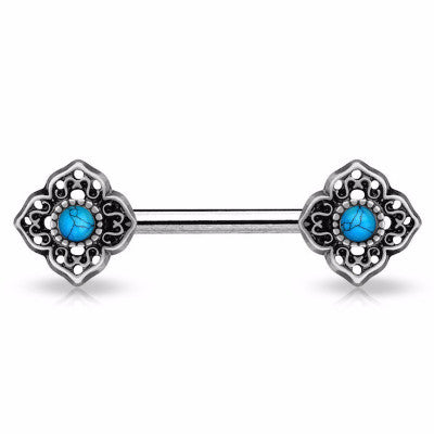 Surgical Steel Barbell with Turquoise