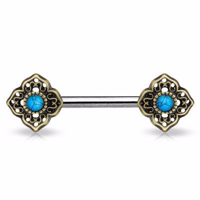 Surgical Steel Barbell with Turquoise