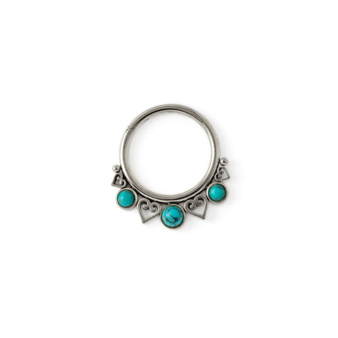 Neptune surgical steel septum clicker with Turquoise frontal view