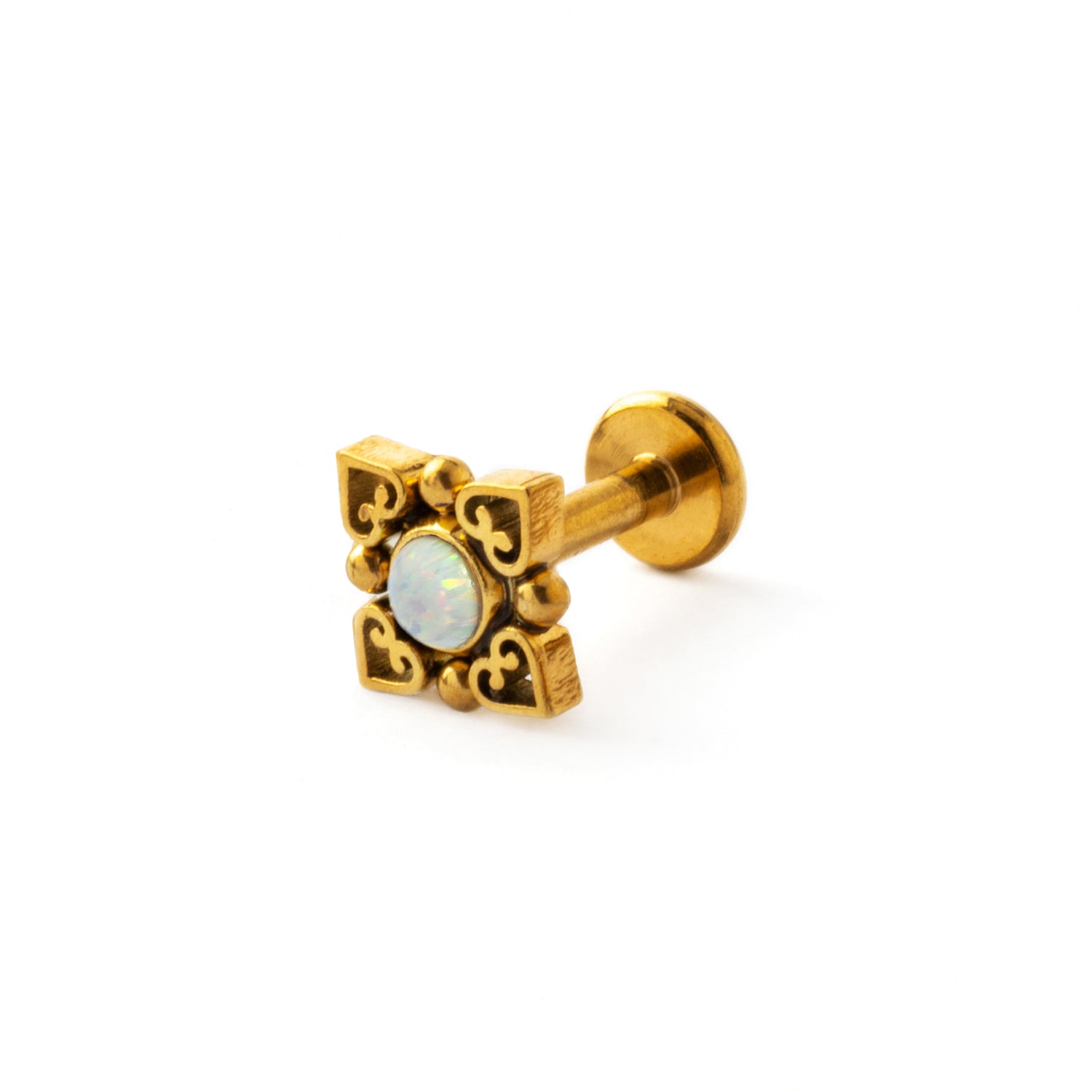 Neptune Golden Labret with White Opal side view