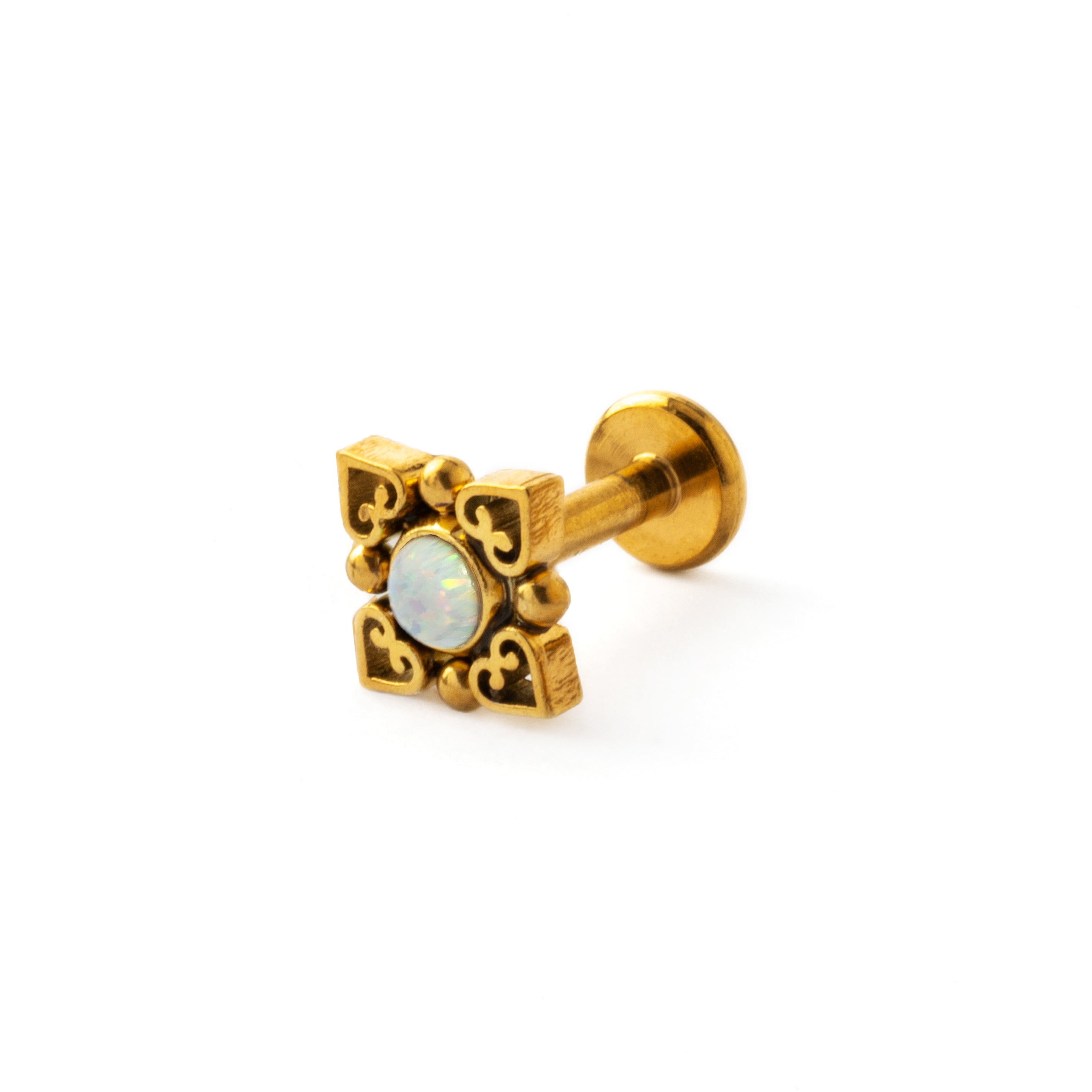 Neptune Golden Labret with White Opal side view