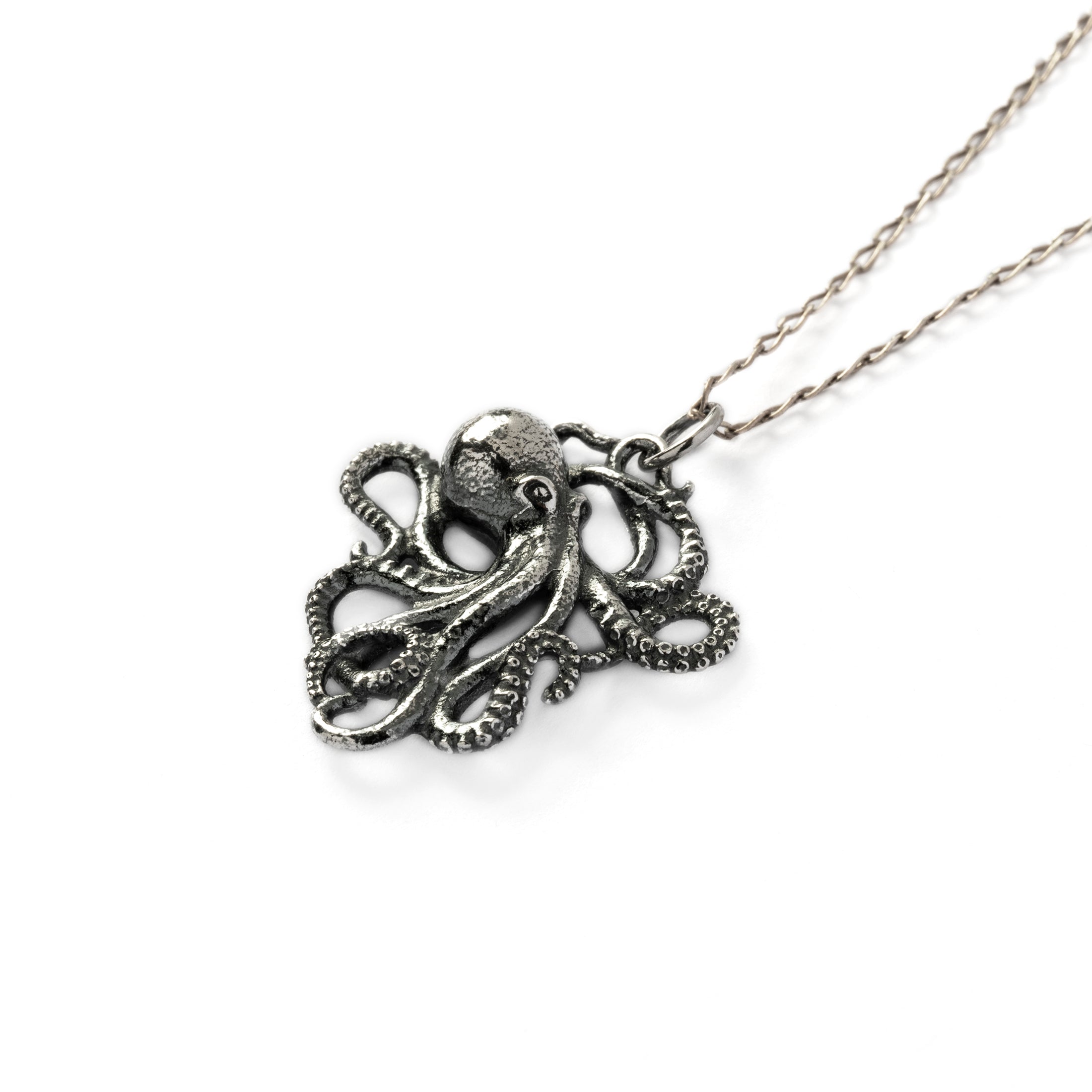 Octopus silver necklace right side view