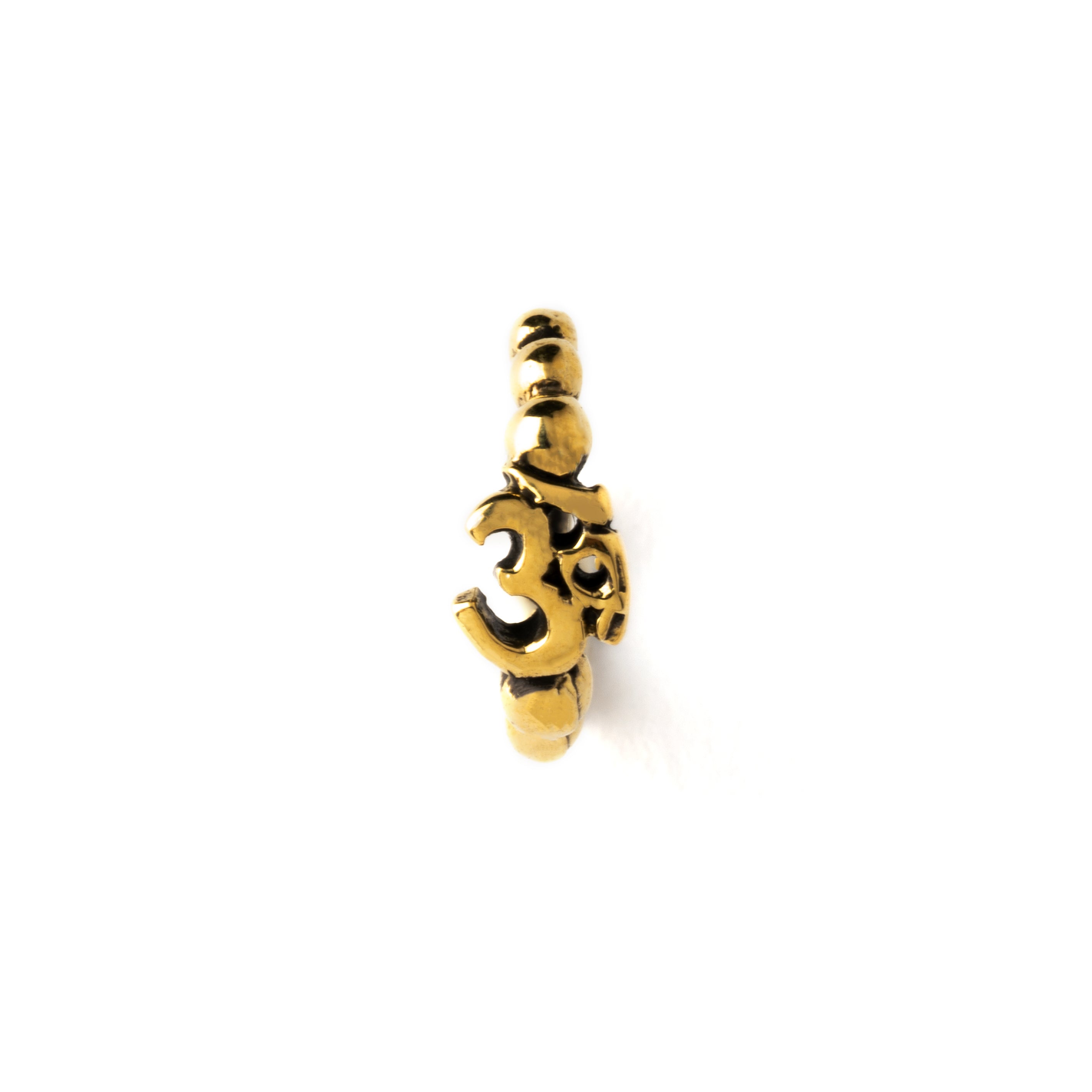 Om Golden brass nose ring frontal view