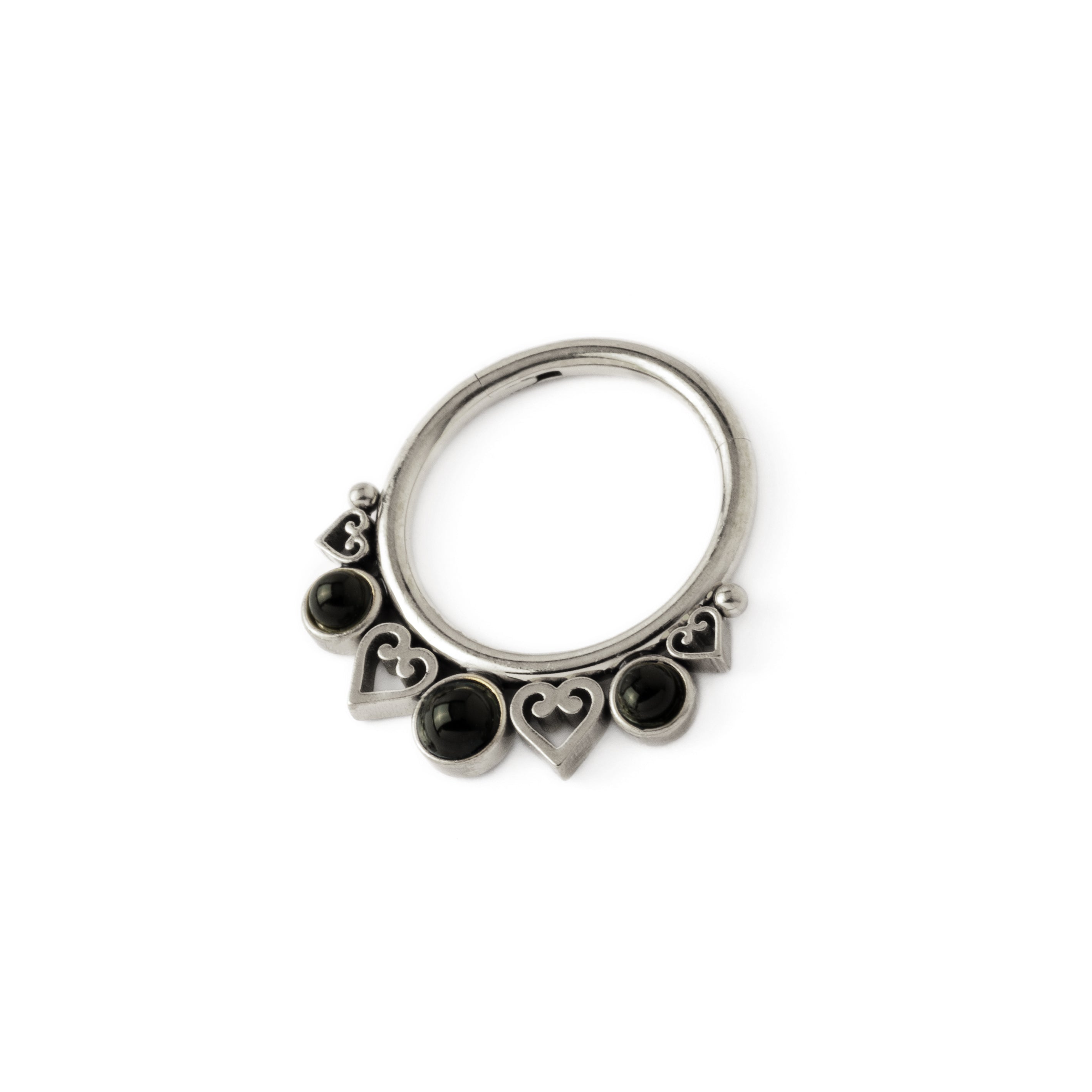 Neptune septum clicker with trio black onyx left side view