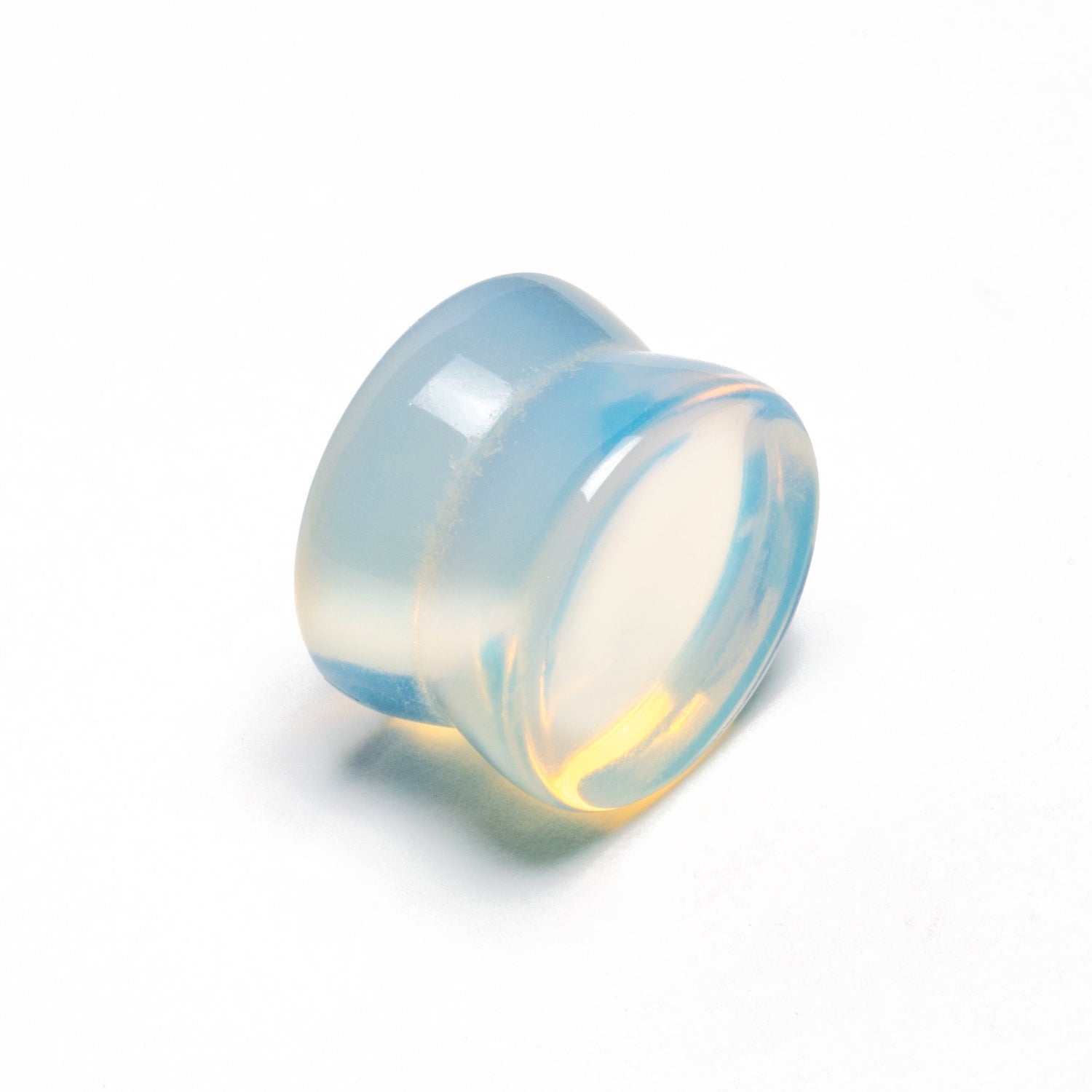 single Opalite double flare stone ear plug right side view
