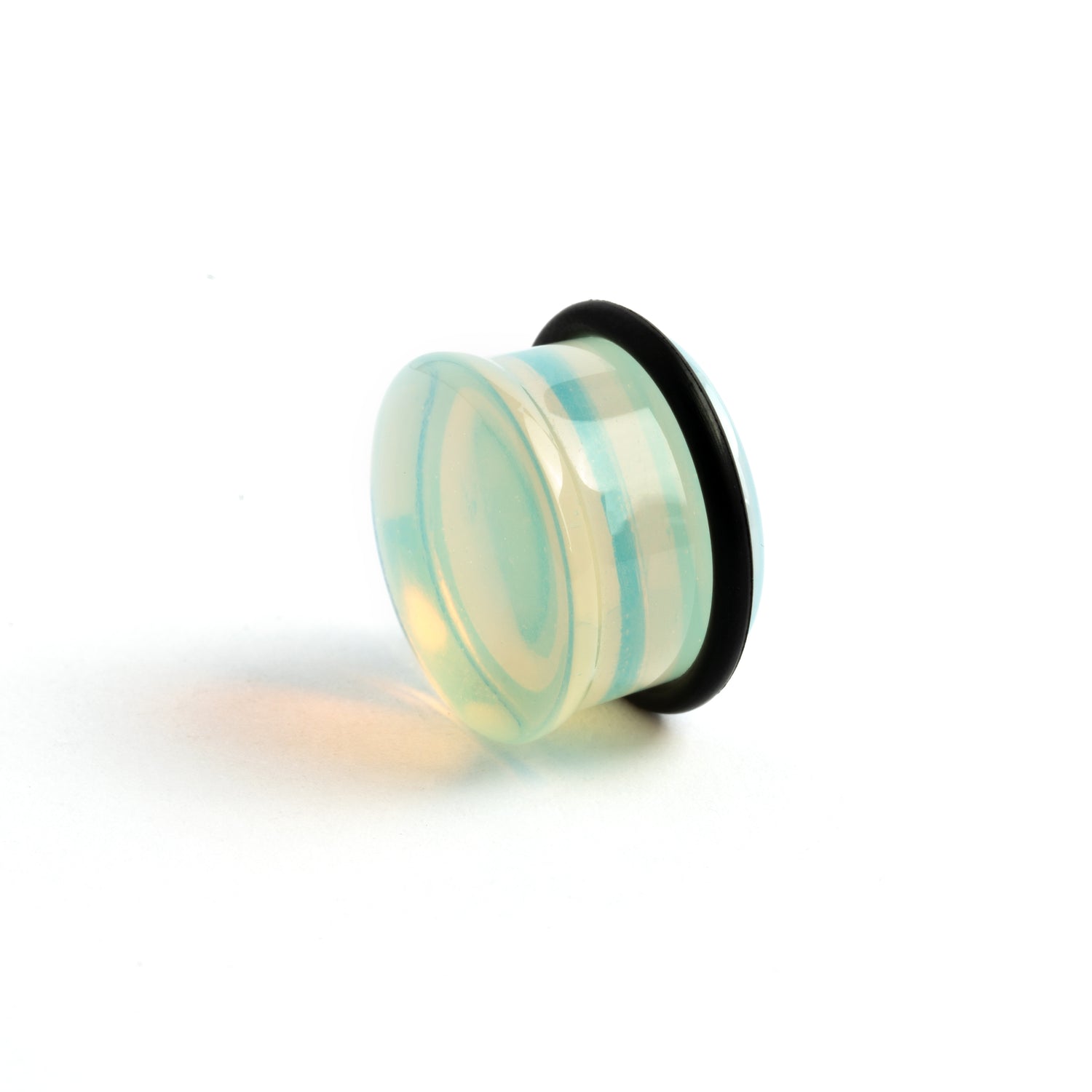 Single flare Opalite stone ear plug left side view
