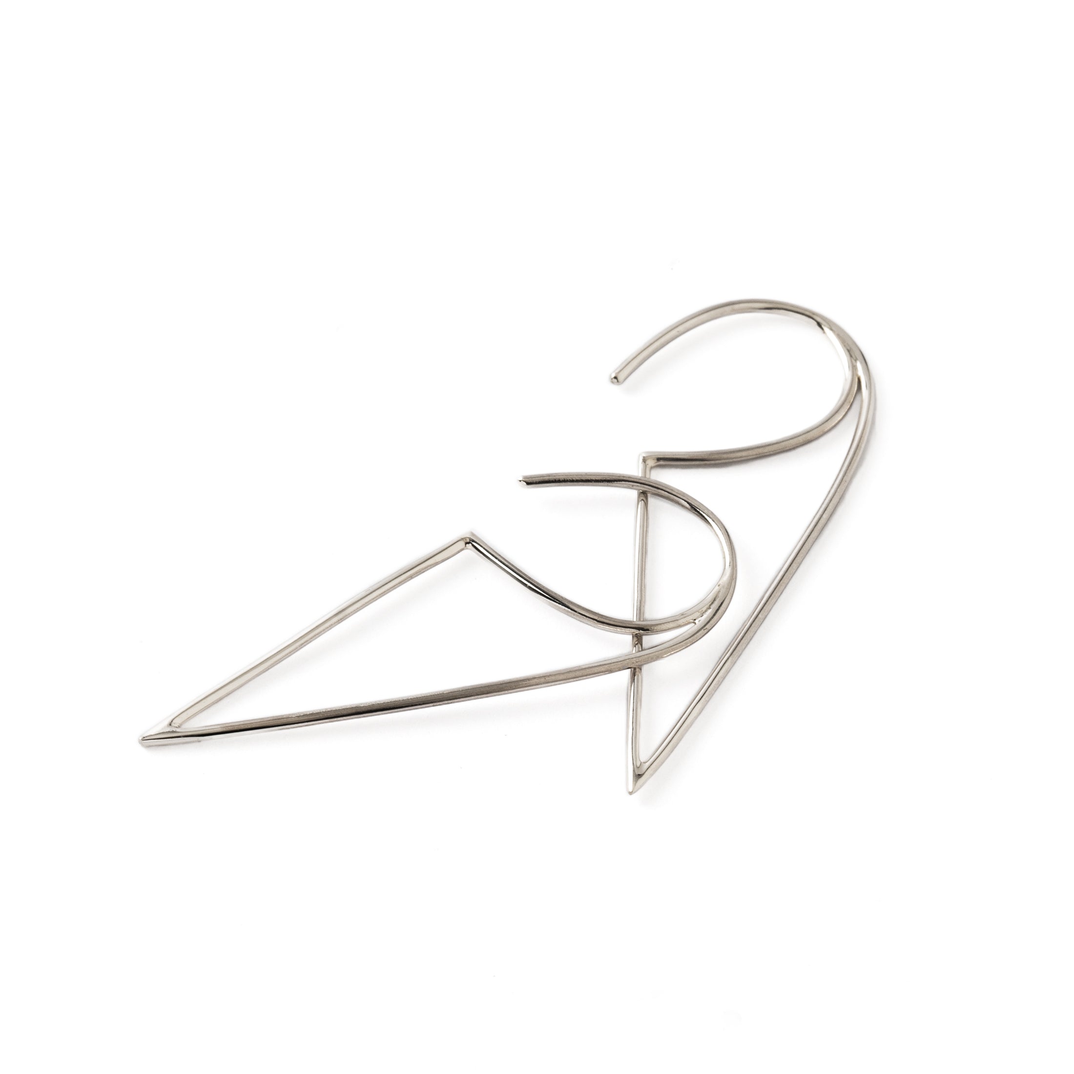 Open Triangle Silver Wire Earrings front and side view