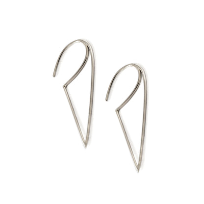 Open Triangle Silver Wire Earrings side view