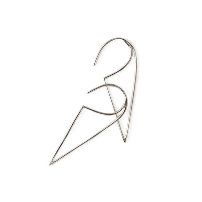 Open Triangle Silver Wire Earrings front and side view