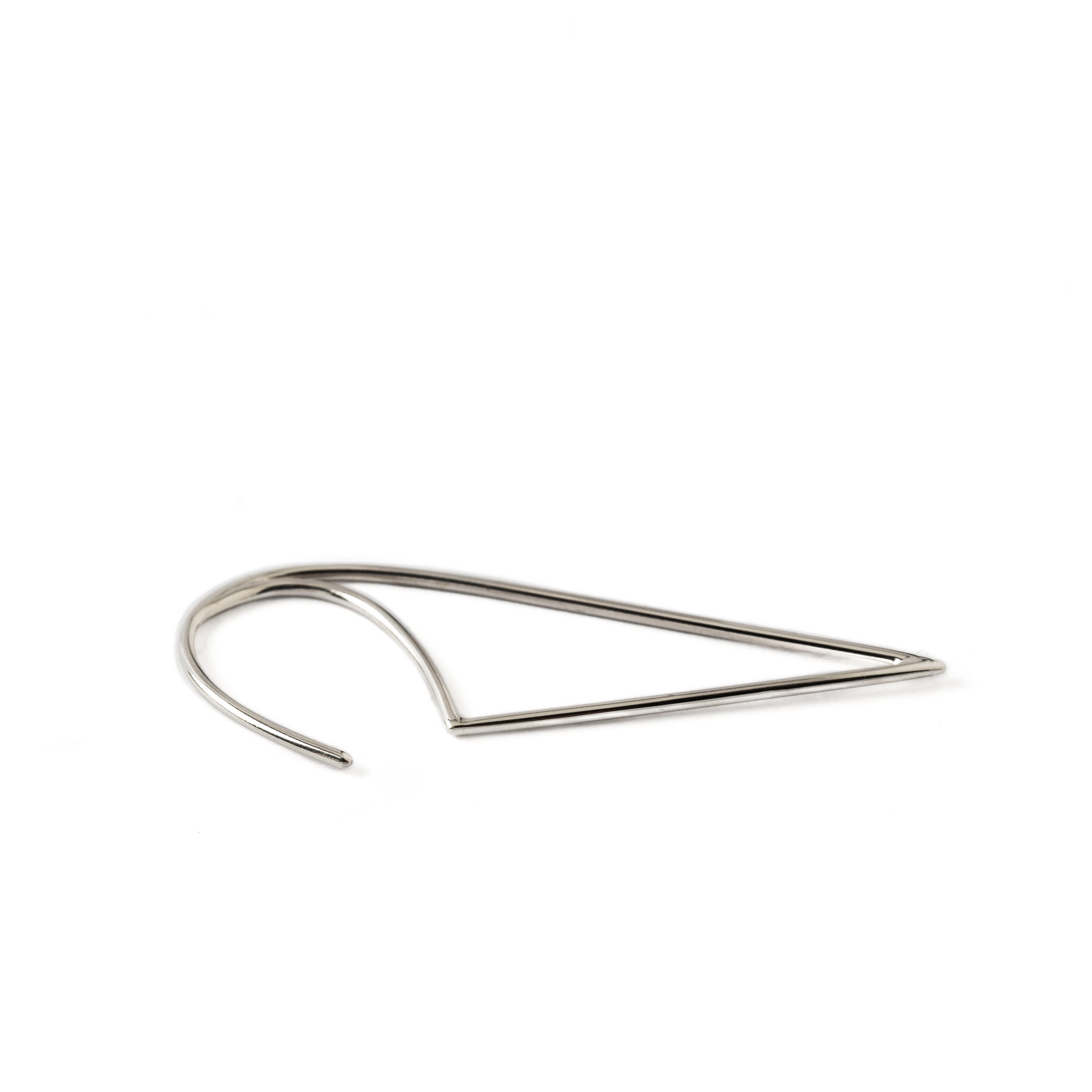 Open Triangle Silver Wire Earring side view