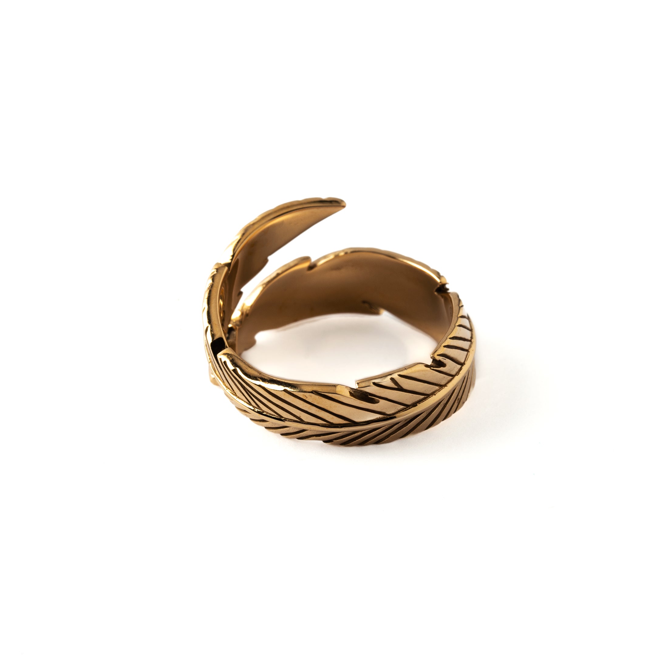 Open Feather Bronze Ring back side view