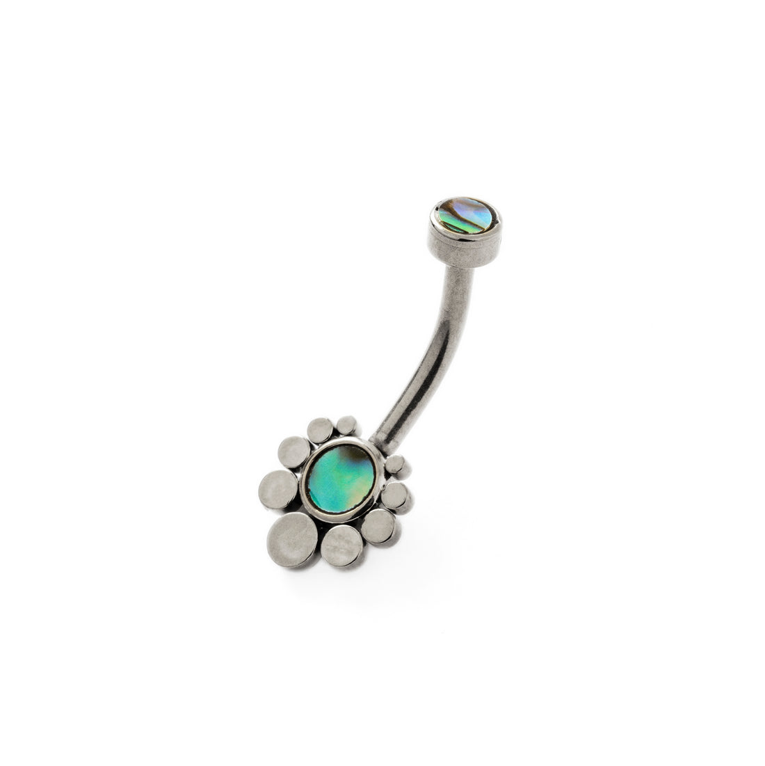Orbit Belly Piercing with Abalone right side view