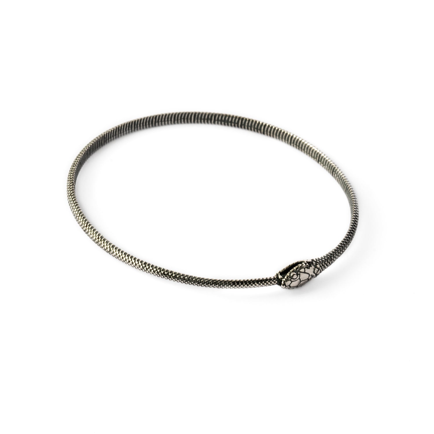 Ouroboros Silver Bangle right top view