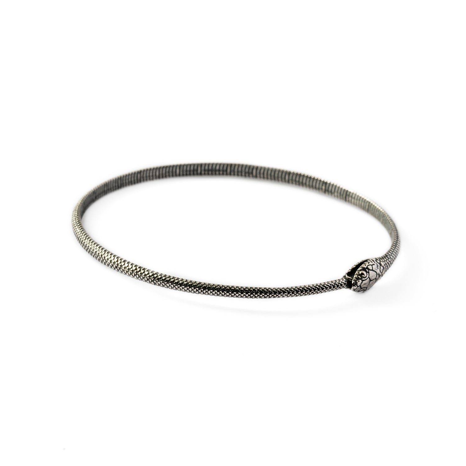 Ouroboros Silver Bangle right side view