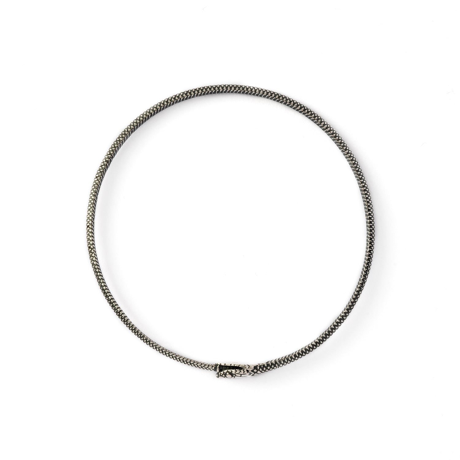 Ouroboros Silver Bangle above side view