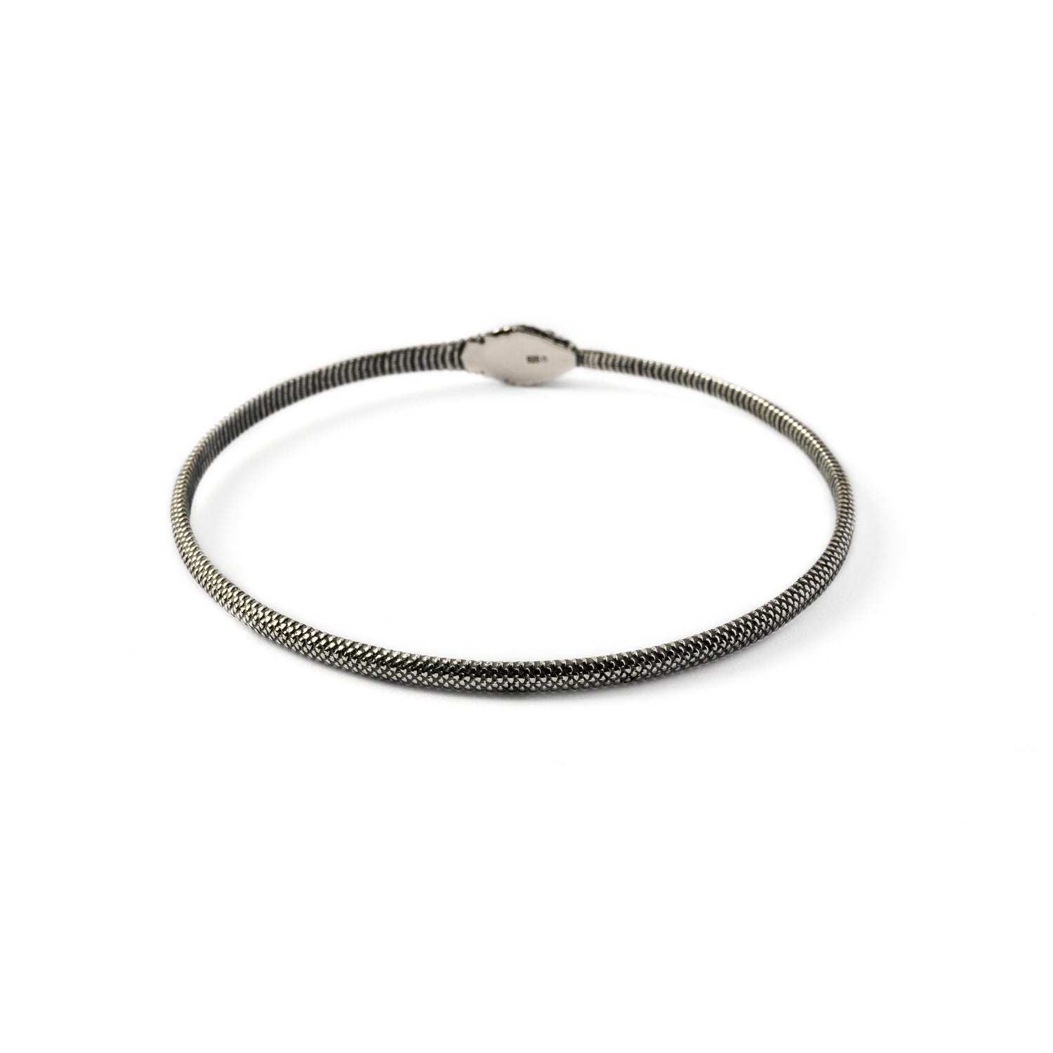 Ouroboros Silver Bangle back view