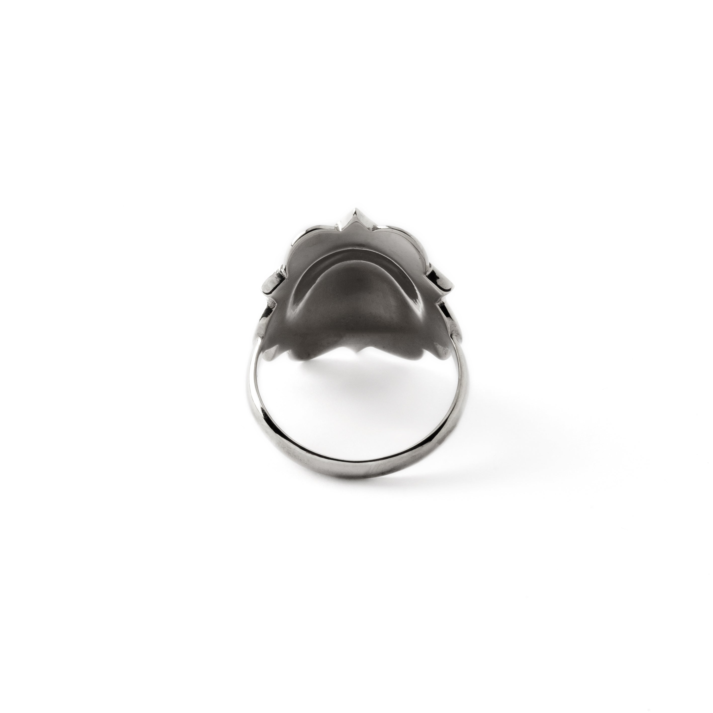 Silver Padma Mandala ring back side view