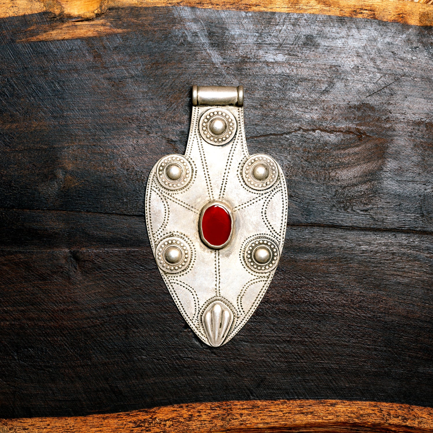 Antique Silver Amulet With Carnelian