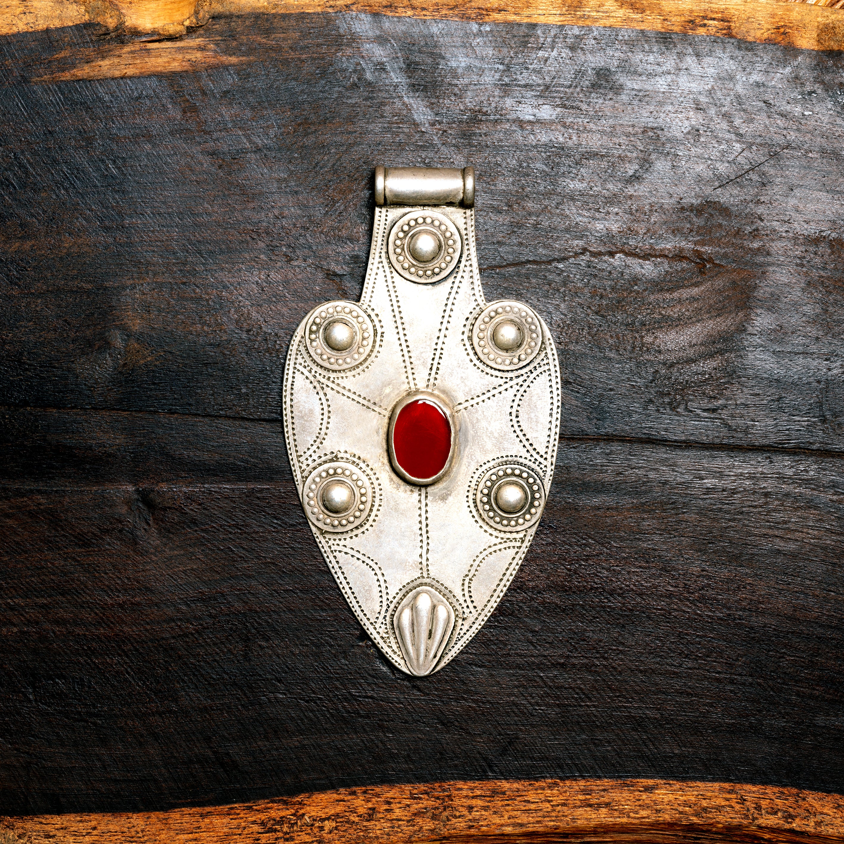 Antique Silver Amulet With Carnelian