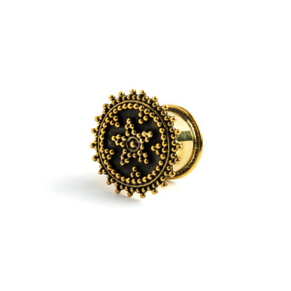 boho tribal golden brass plug earrings with star ornament