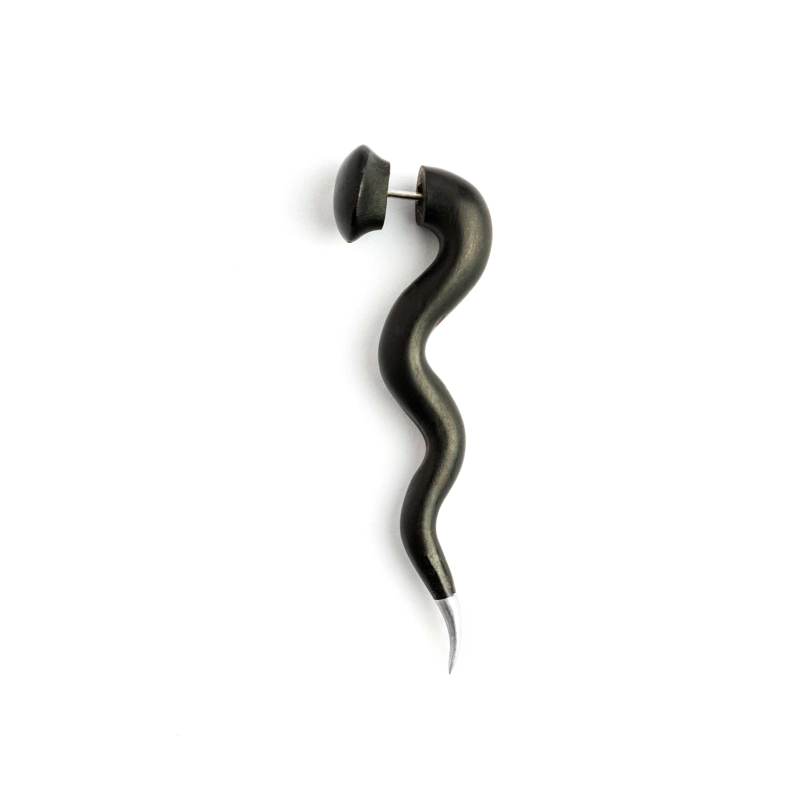 Vortex Curve Fake Gauge Earring With Silver Tip