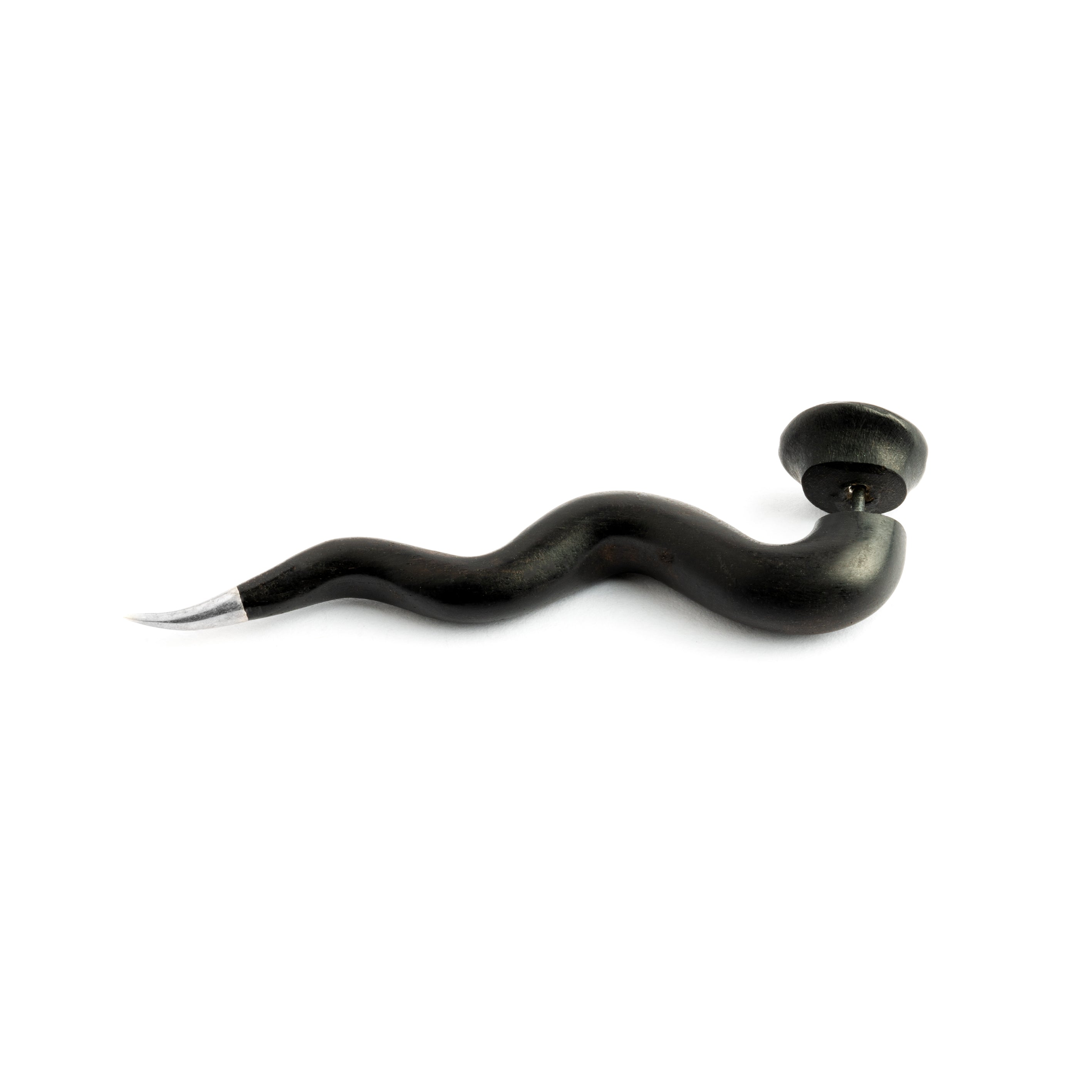 Vortex Curve Fake Gauge Earring With Silver Tip