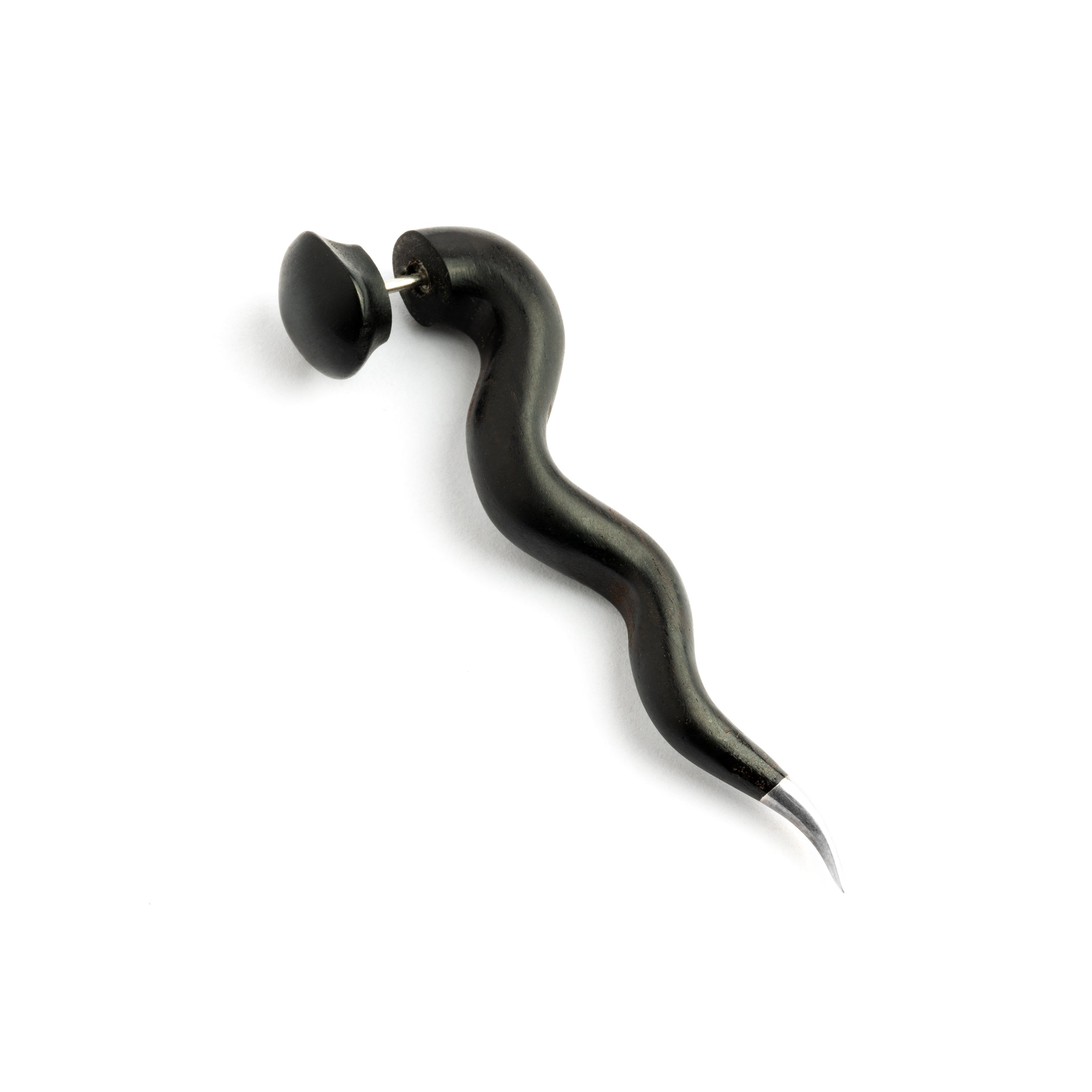 Vortex Curve Fake Gauge Earring With Silver Tip