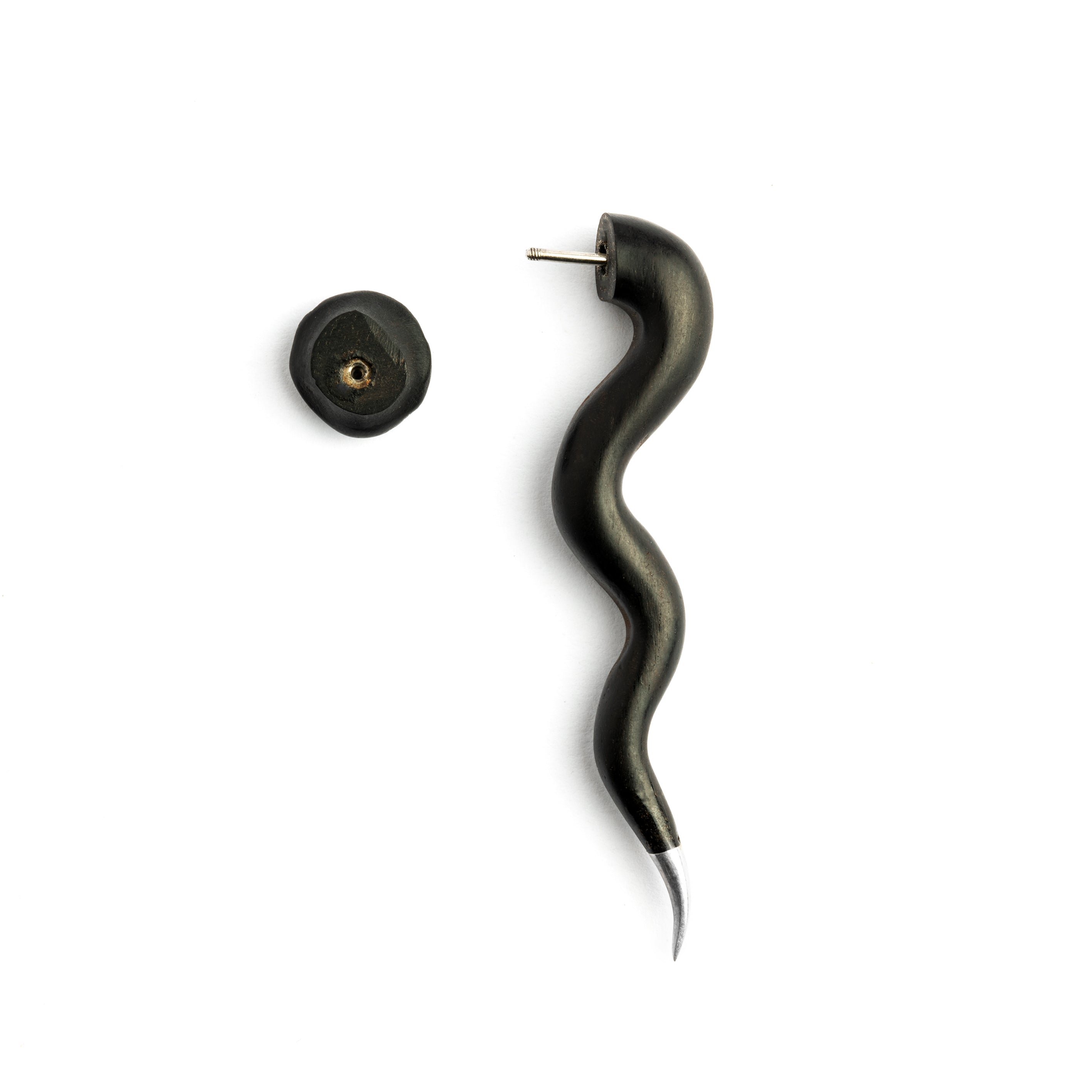 Vortex Curve Fake Gauge Earring With Silver Tip