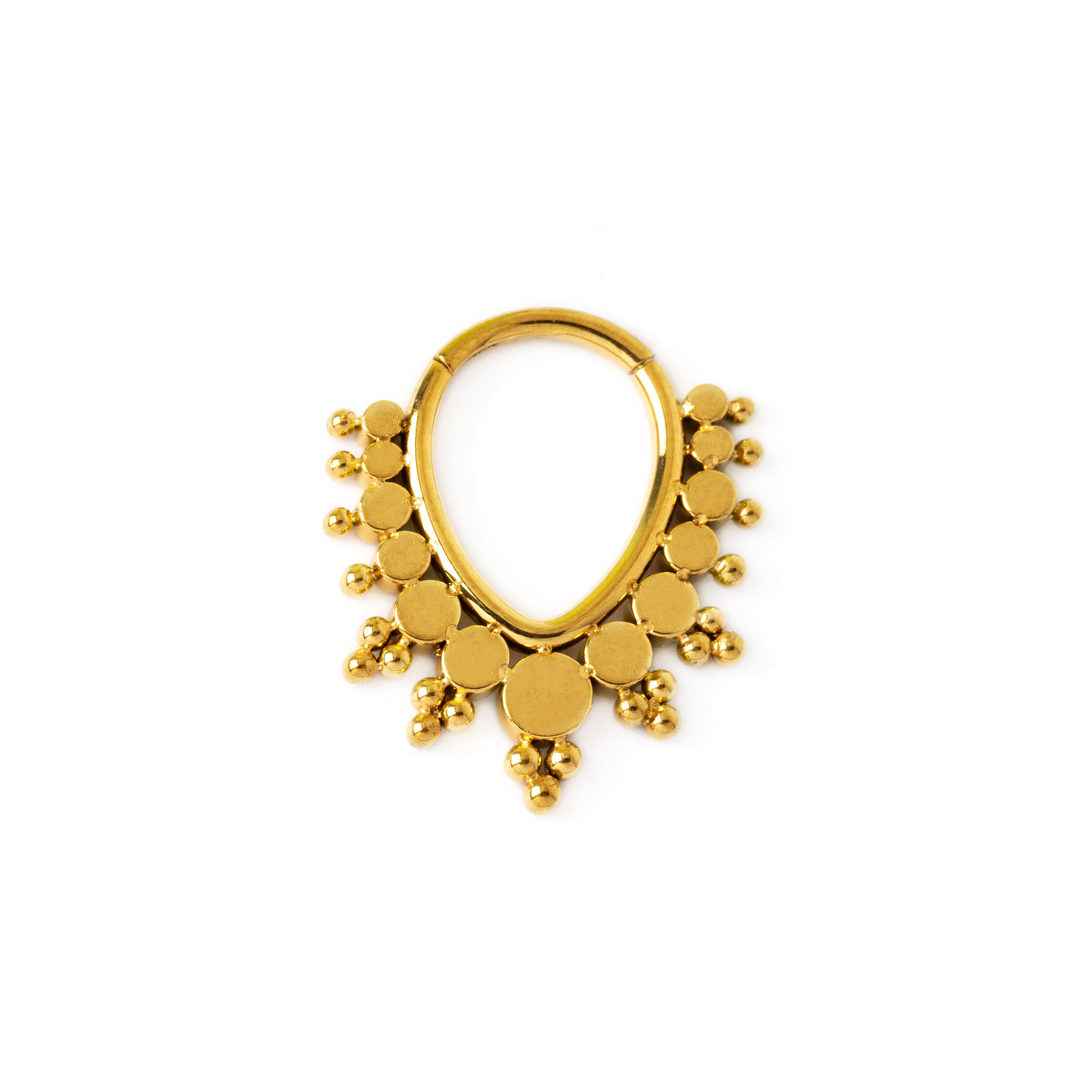 Prisha Golden septum clicker frontal view