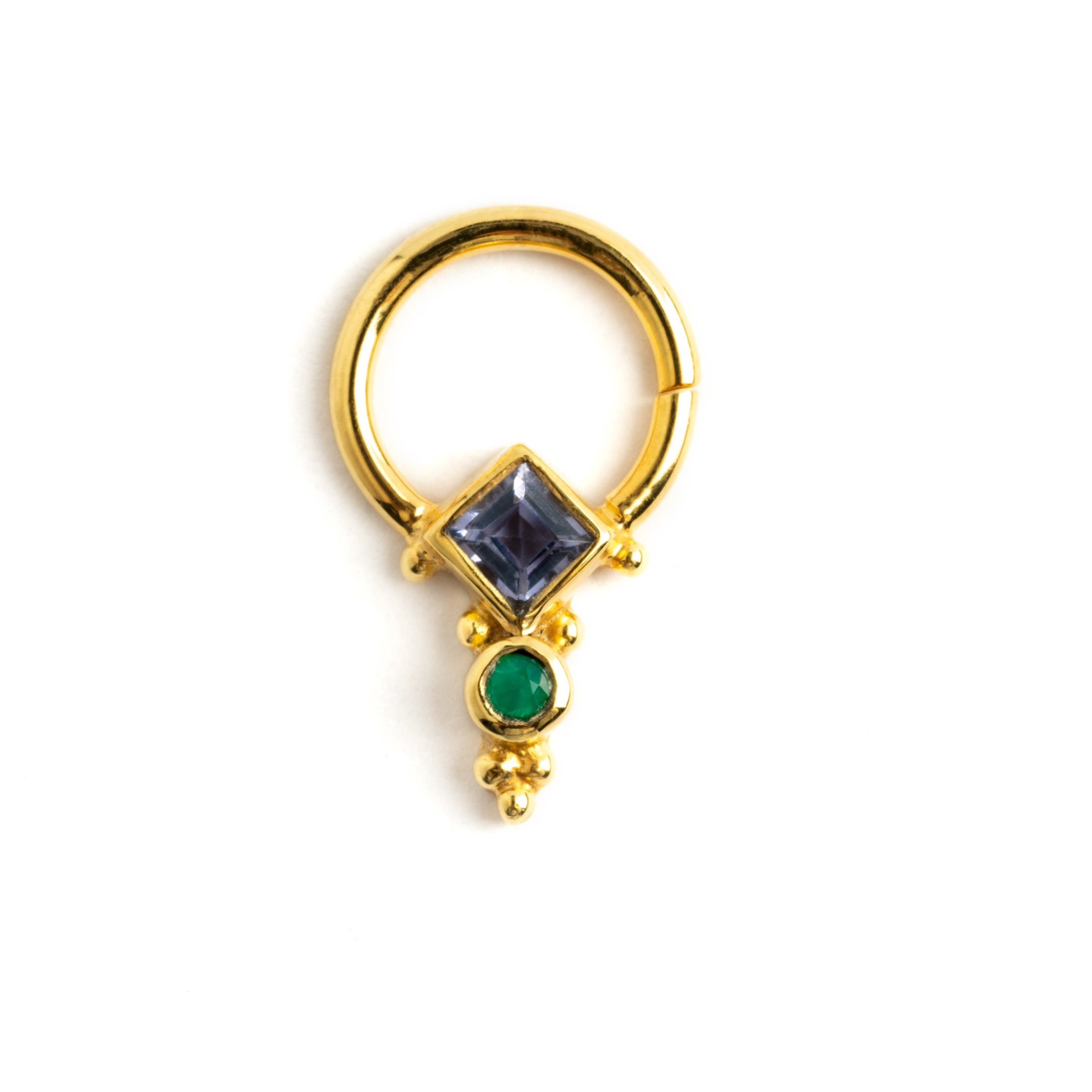 Rishi Gold Septum - Lolite and Green Onyx frontal view
