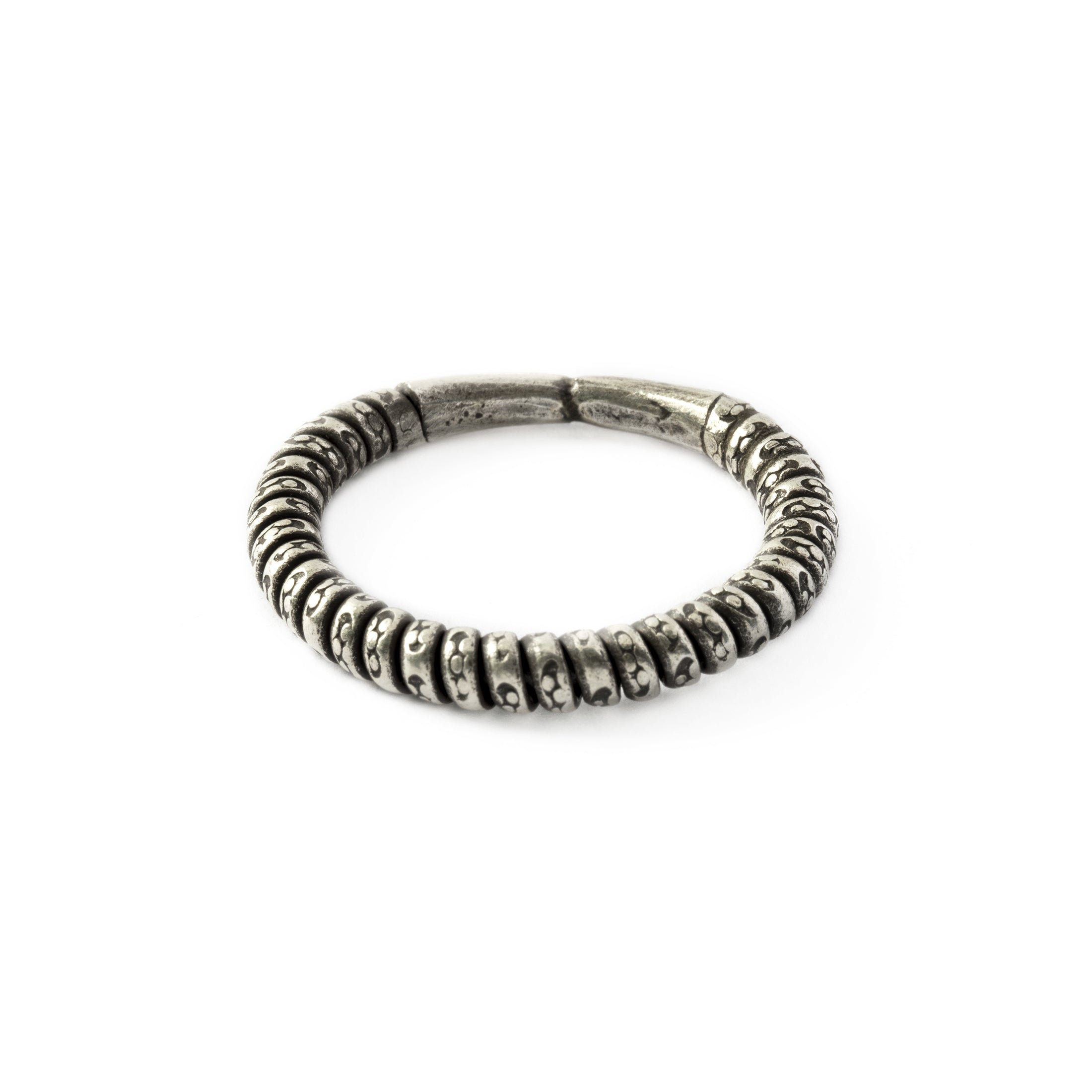 Woven Tribal Silver Ring frontal view