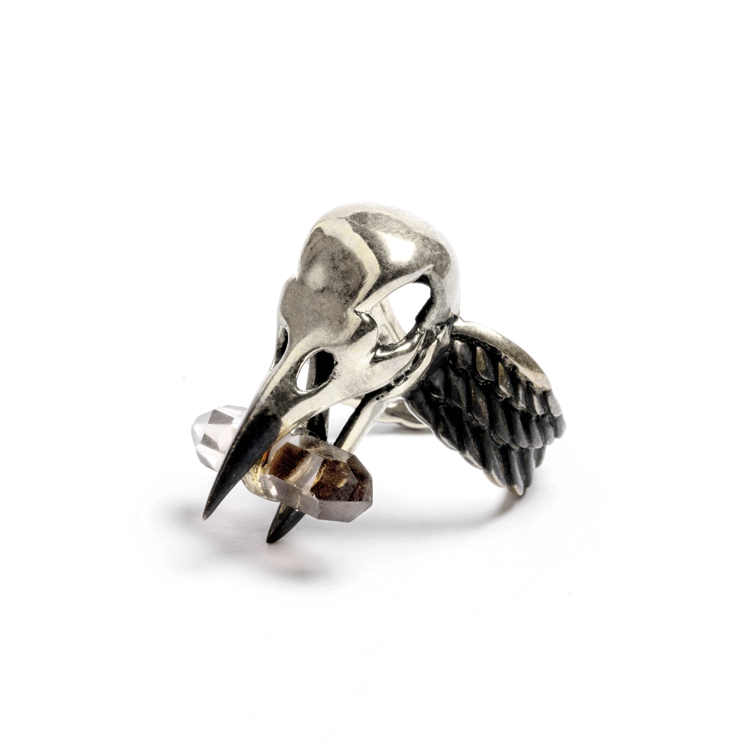 Raven Skull with Crystal Ring