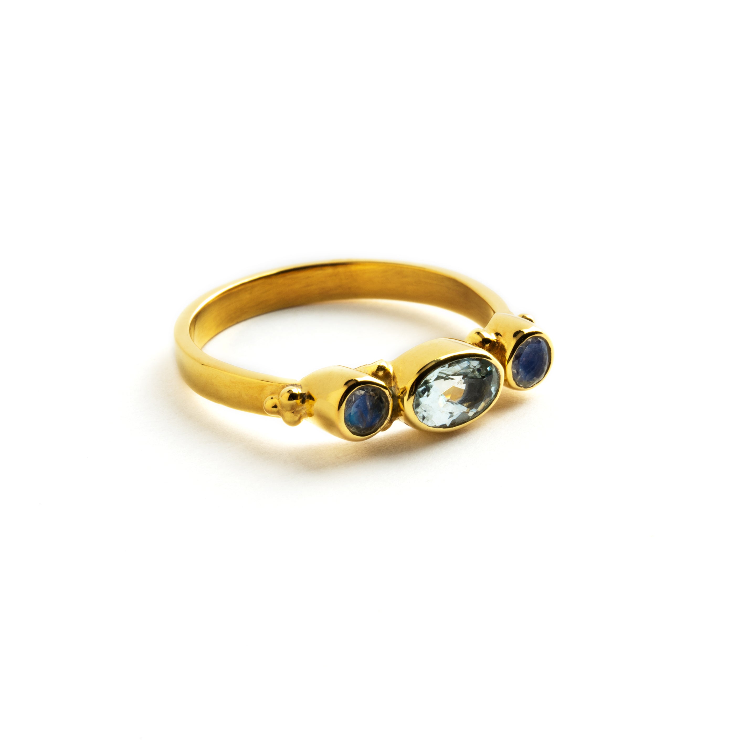 Rishi Aquamarine & Moonstone Ring