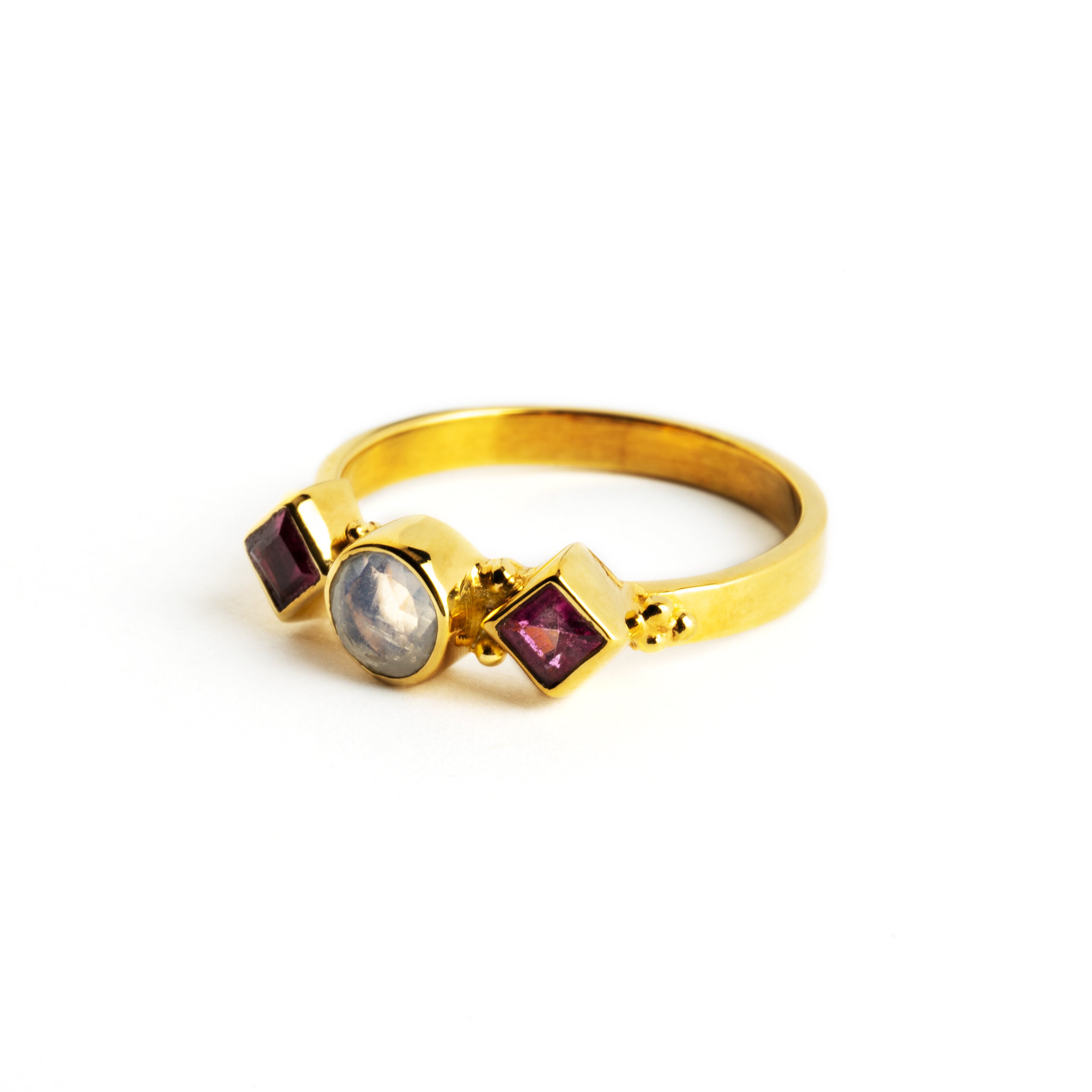 Rishi Moonstone & Turmaline Ring