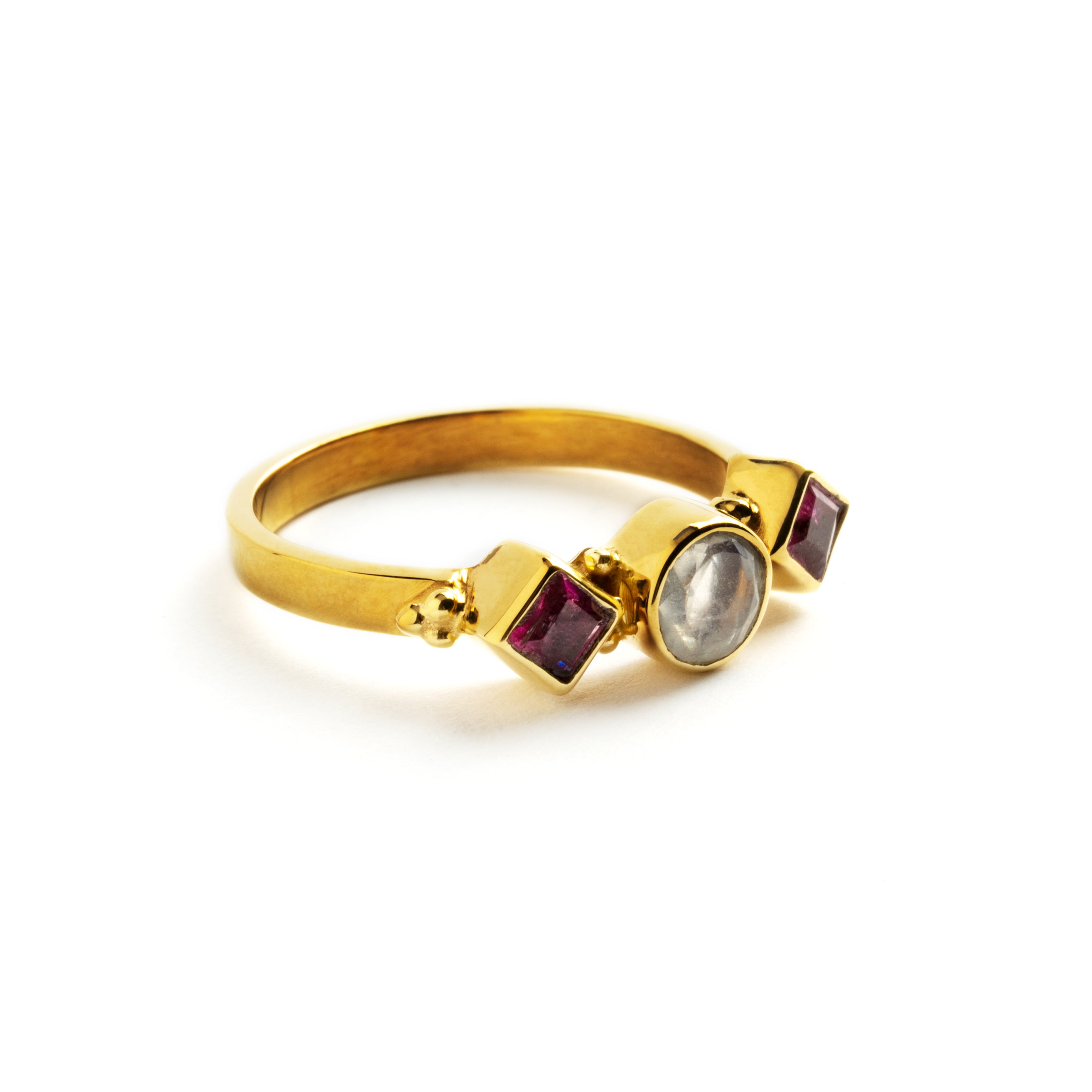 Rishi Moonstone & Turmaline Ring
