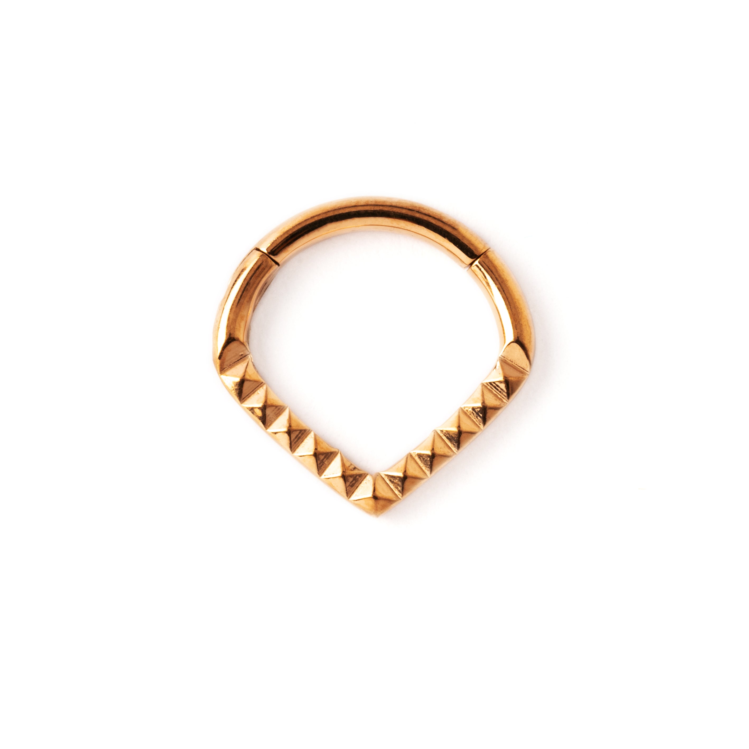 Giza rose gold surgical steel teardrop shaped septum clicker frontal view