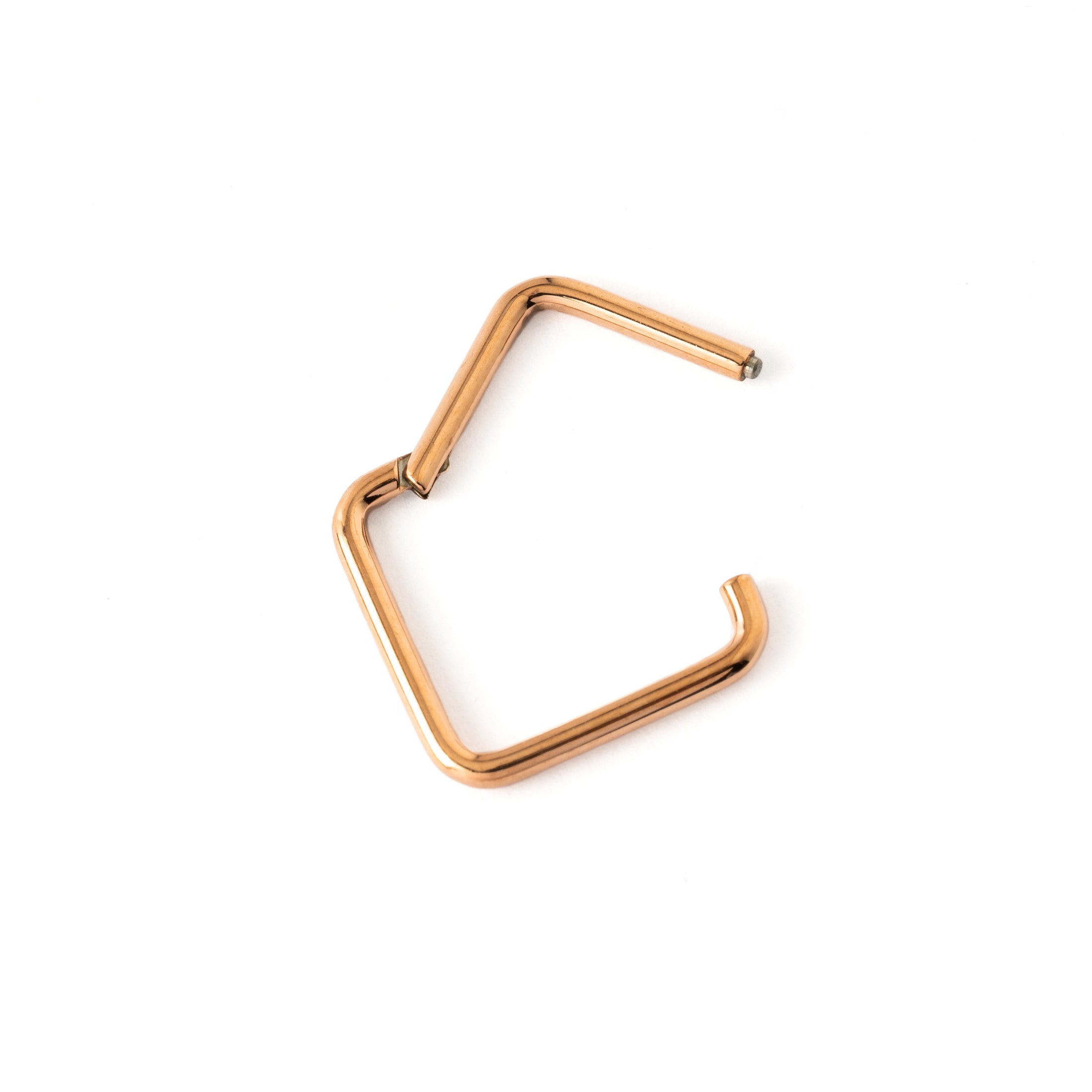 Rose Gold Oblong Clicker Ring hinged segment open mode view