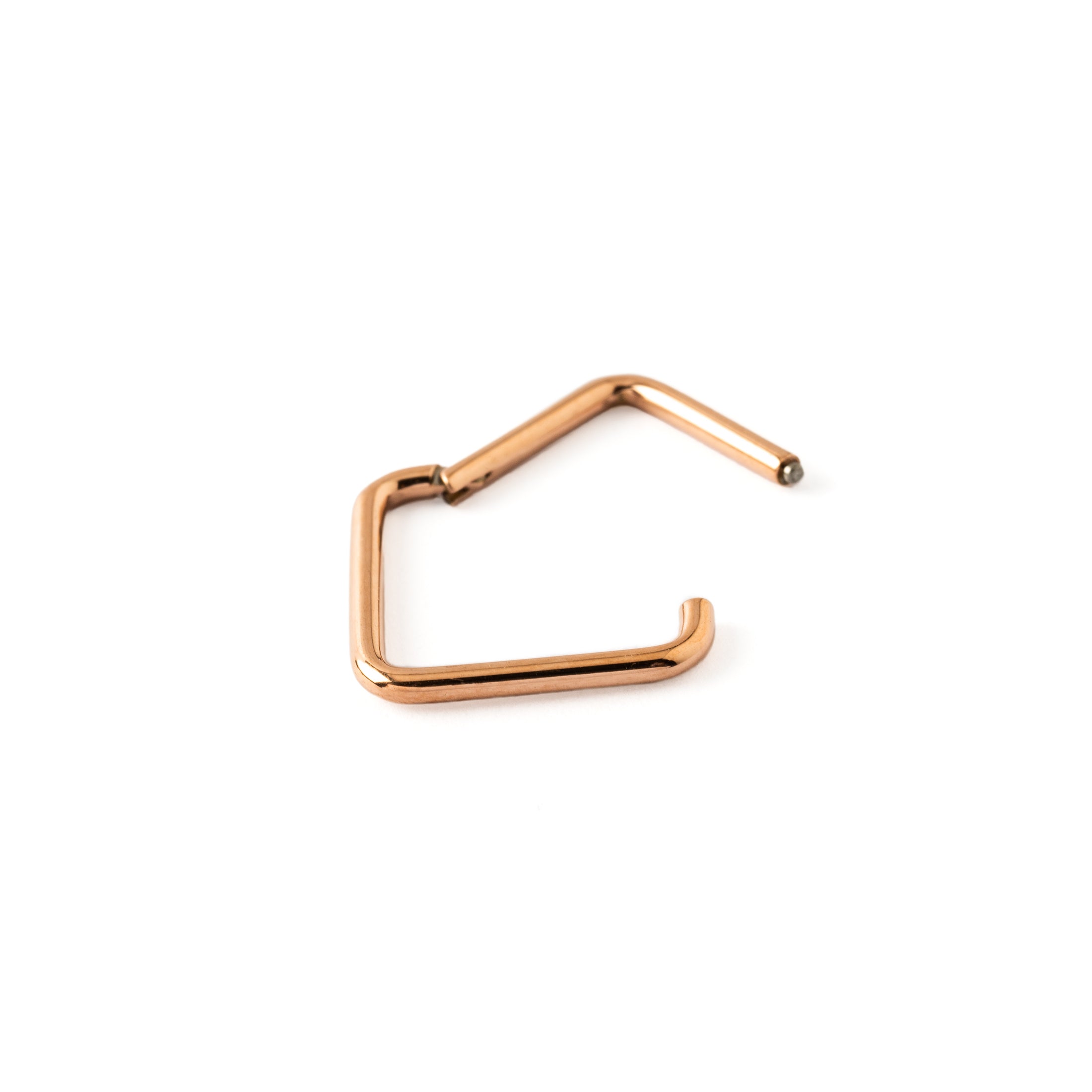 Rose Gold Oblong Clicker Ring hinged segment open mode view