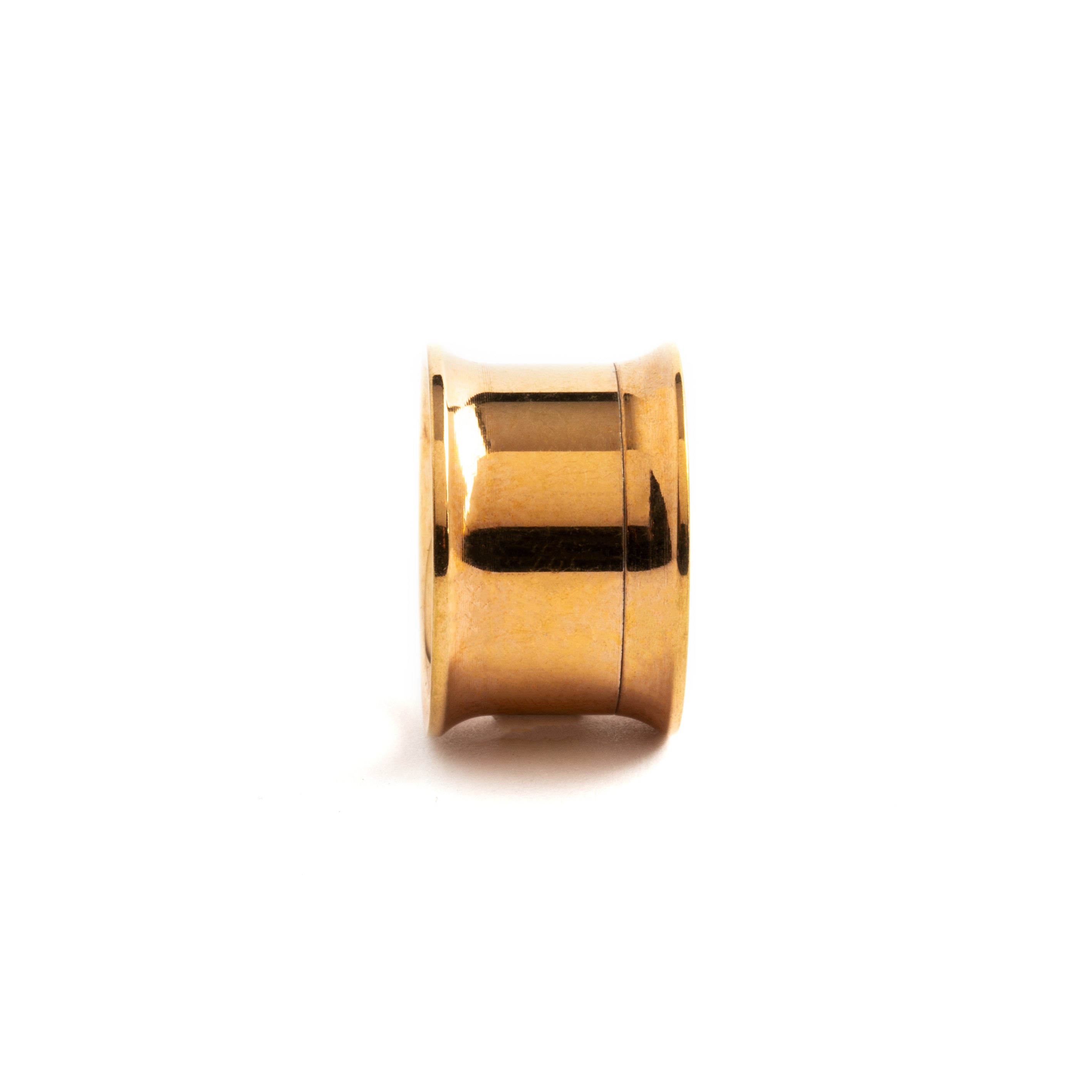 single Rose Gold surgical steel ear tunnel side view