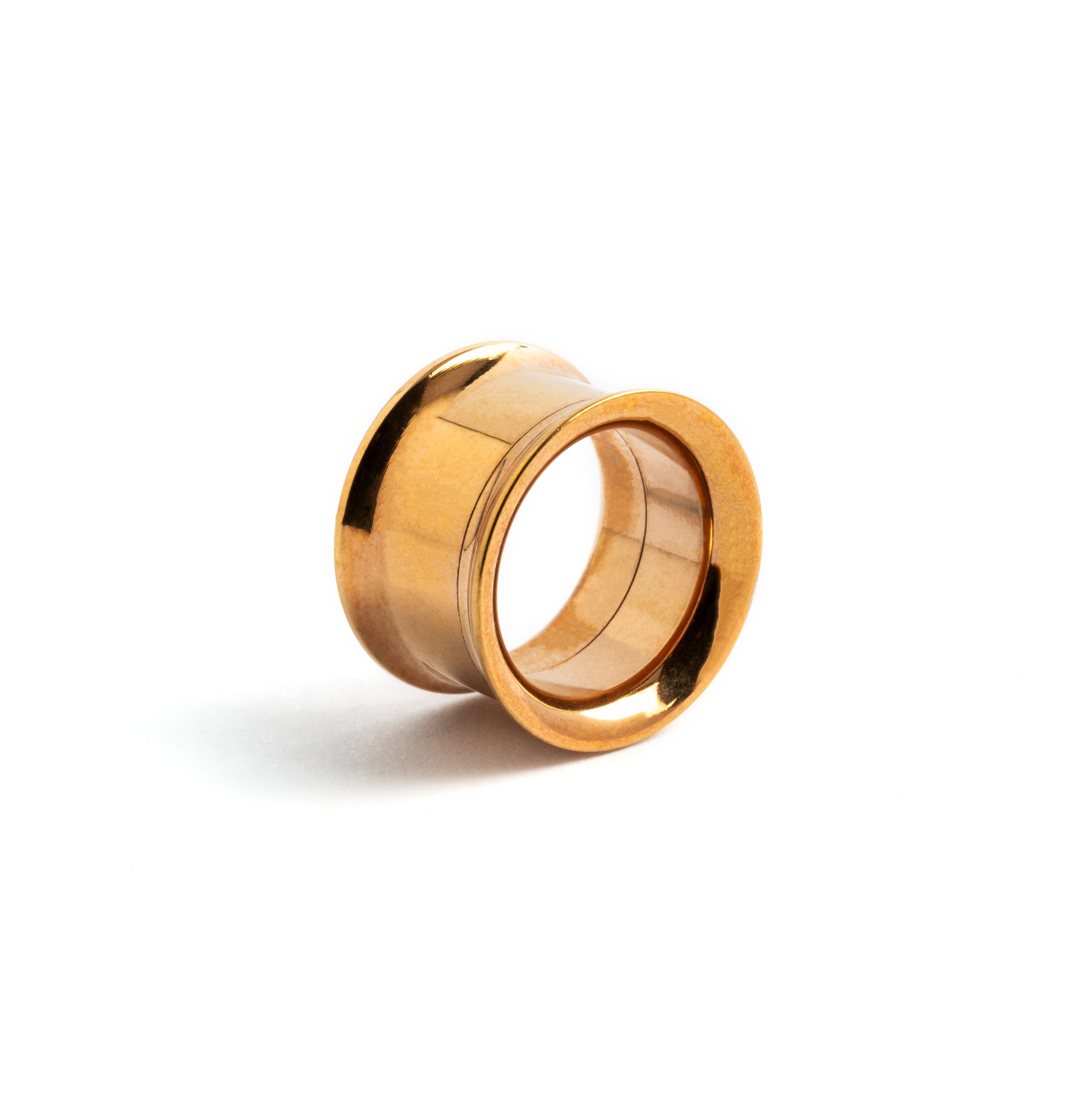 single Rose Gold surgical steel ear tunnel back view